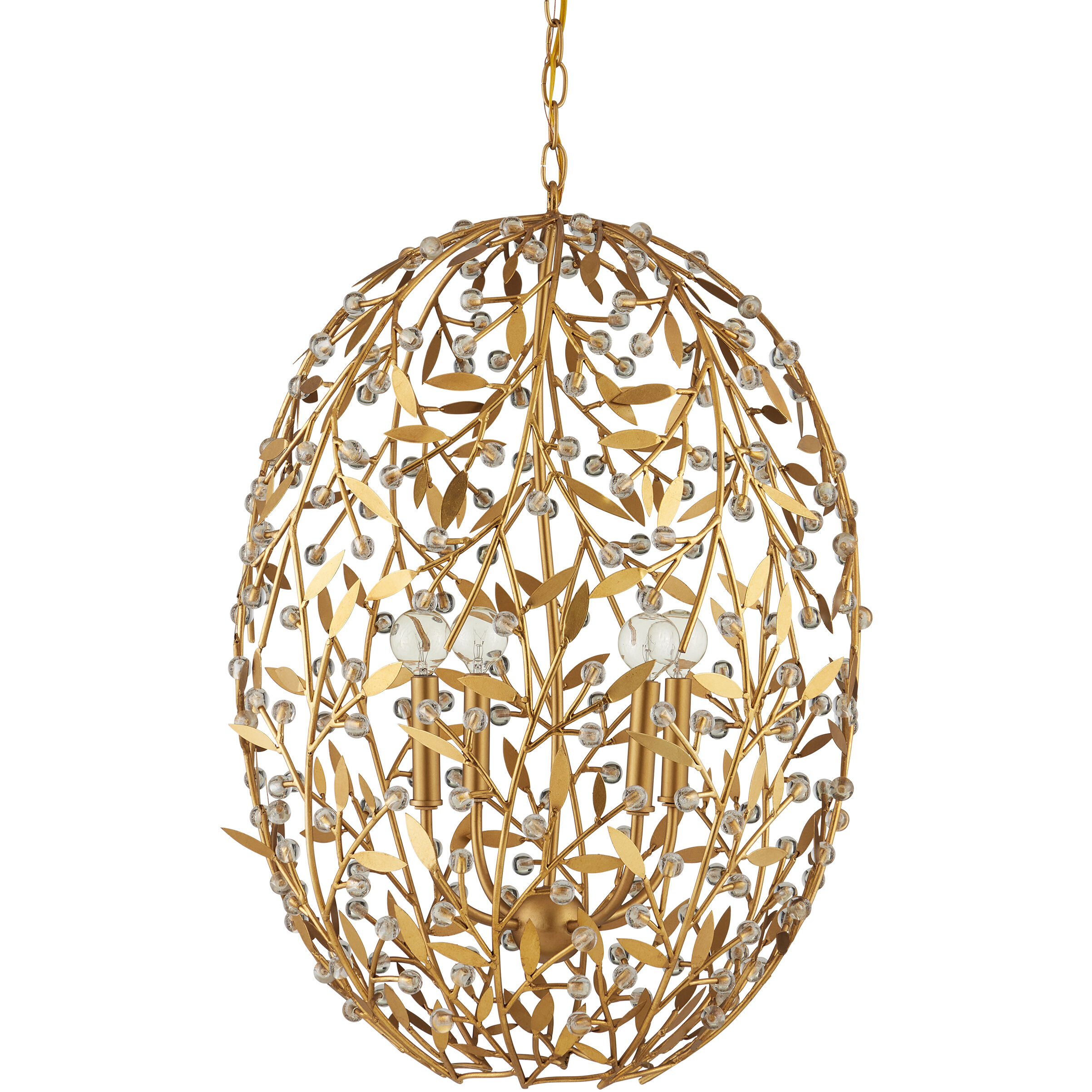 Secret Garden 4 Light 20.5 inch Clear/Contemporary Gold Leaf/Contemporary Gold Chandelier Ceiling Light