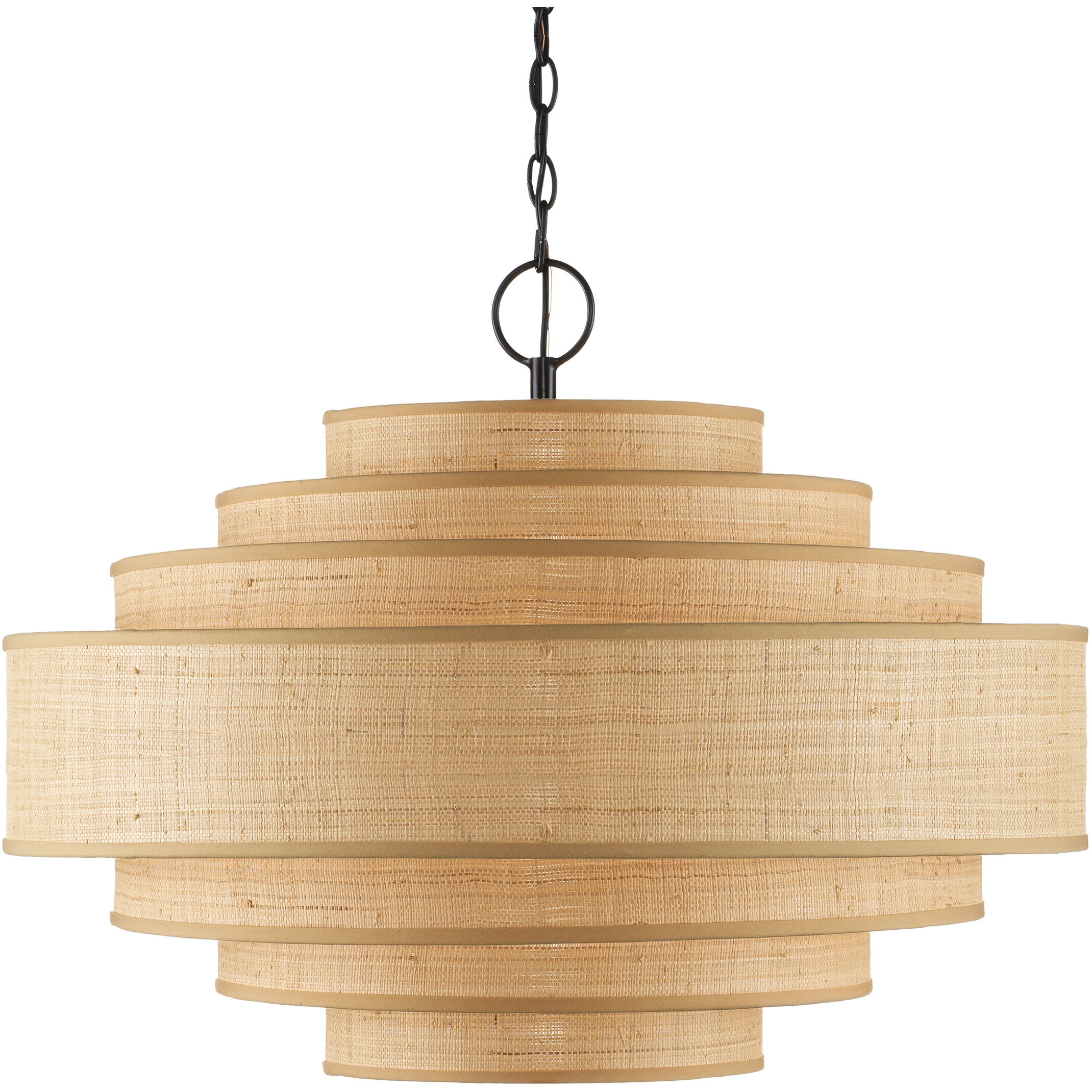 Maura 6 Light 30 inch Satin Black/Natural Chandelier Ceiling Light
