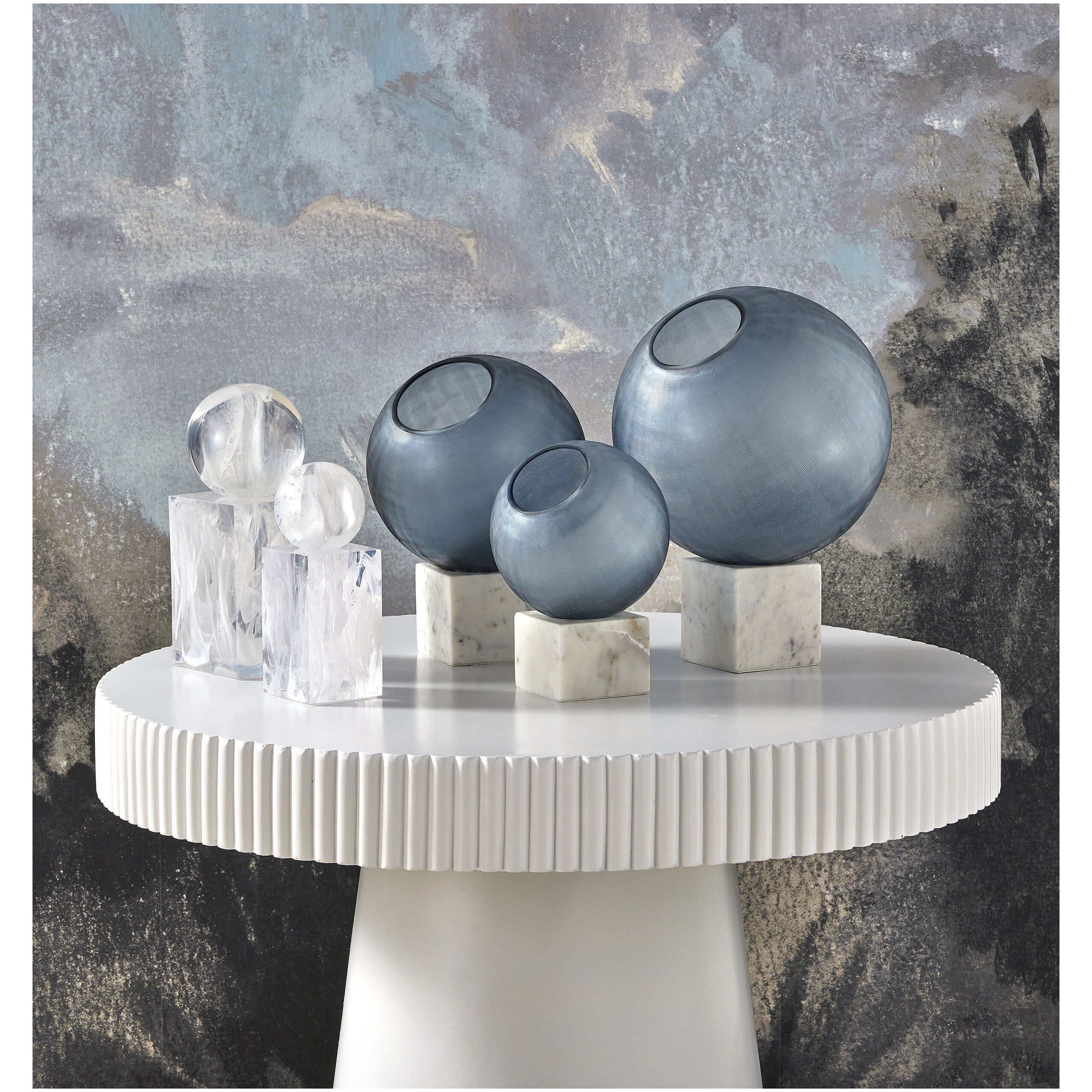 Nova White Swirl Objects, Set of 2