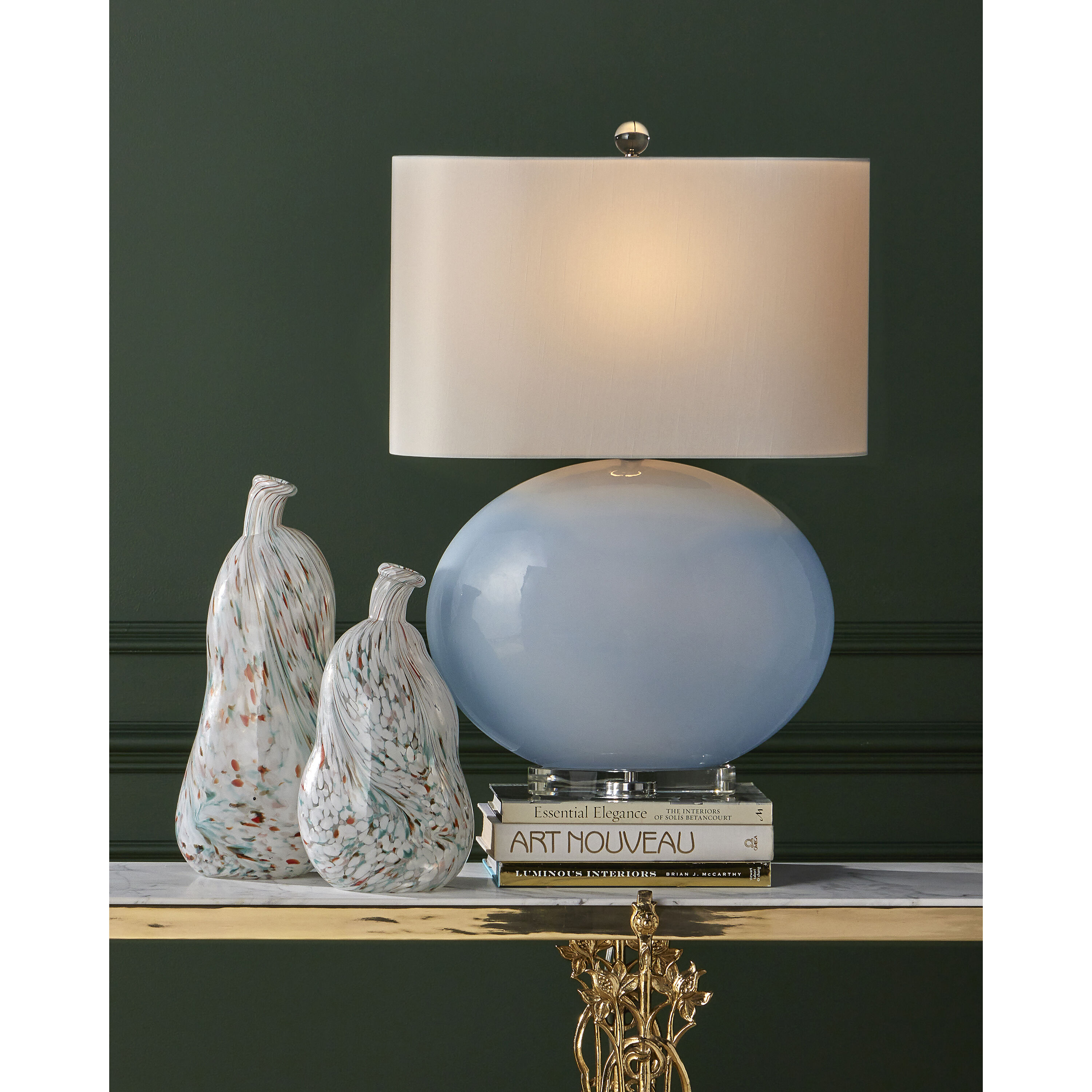 Laconia 30.5 inch 150 watt Light Blue/Clear/Polished Nickel Table Lamp Portable Light