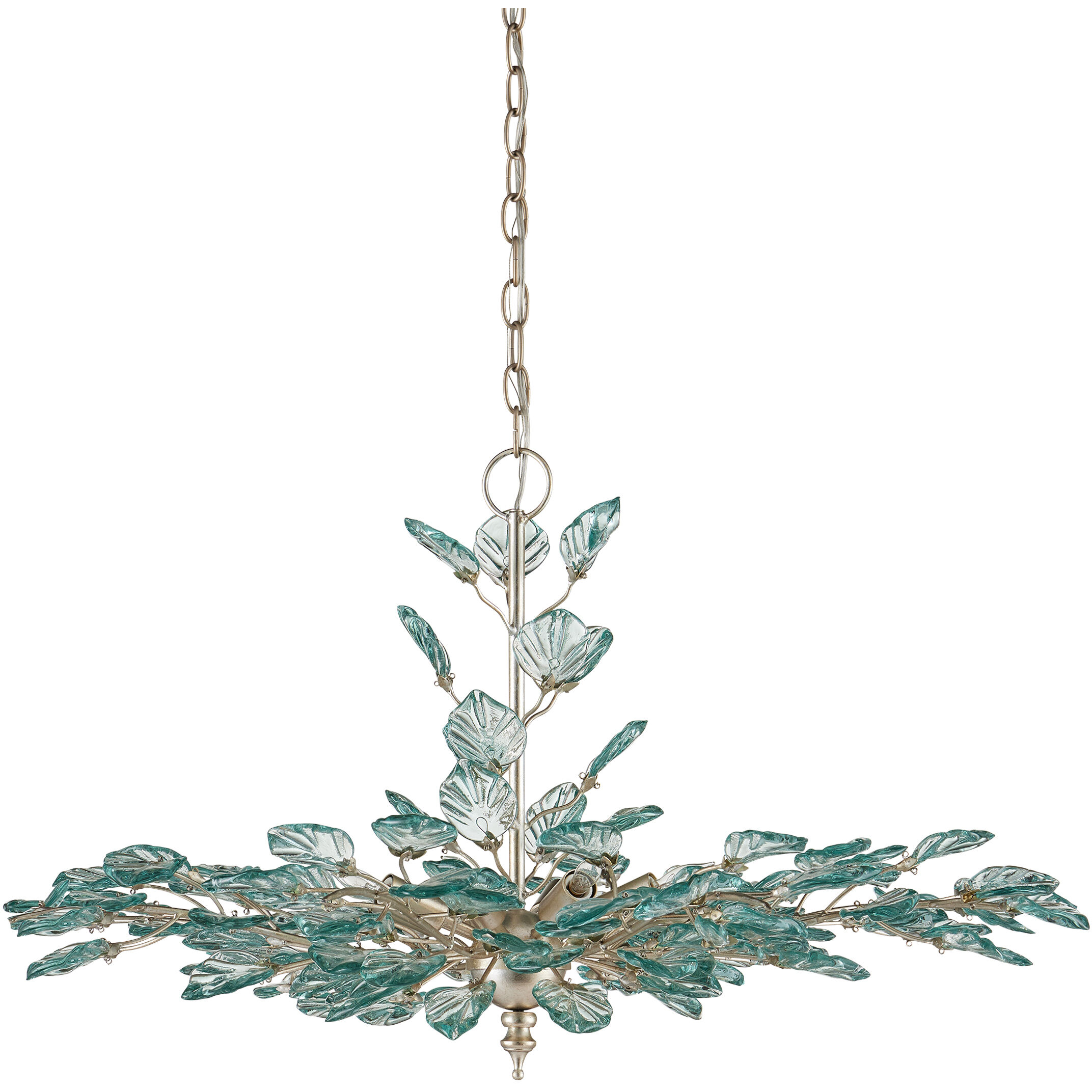 Baobab 8 Light 36 inch Clear/Contemporary Silver Leaf/Contemporary Silver Chandelier Ceiling Light, Medium