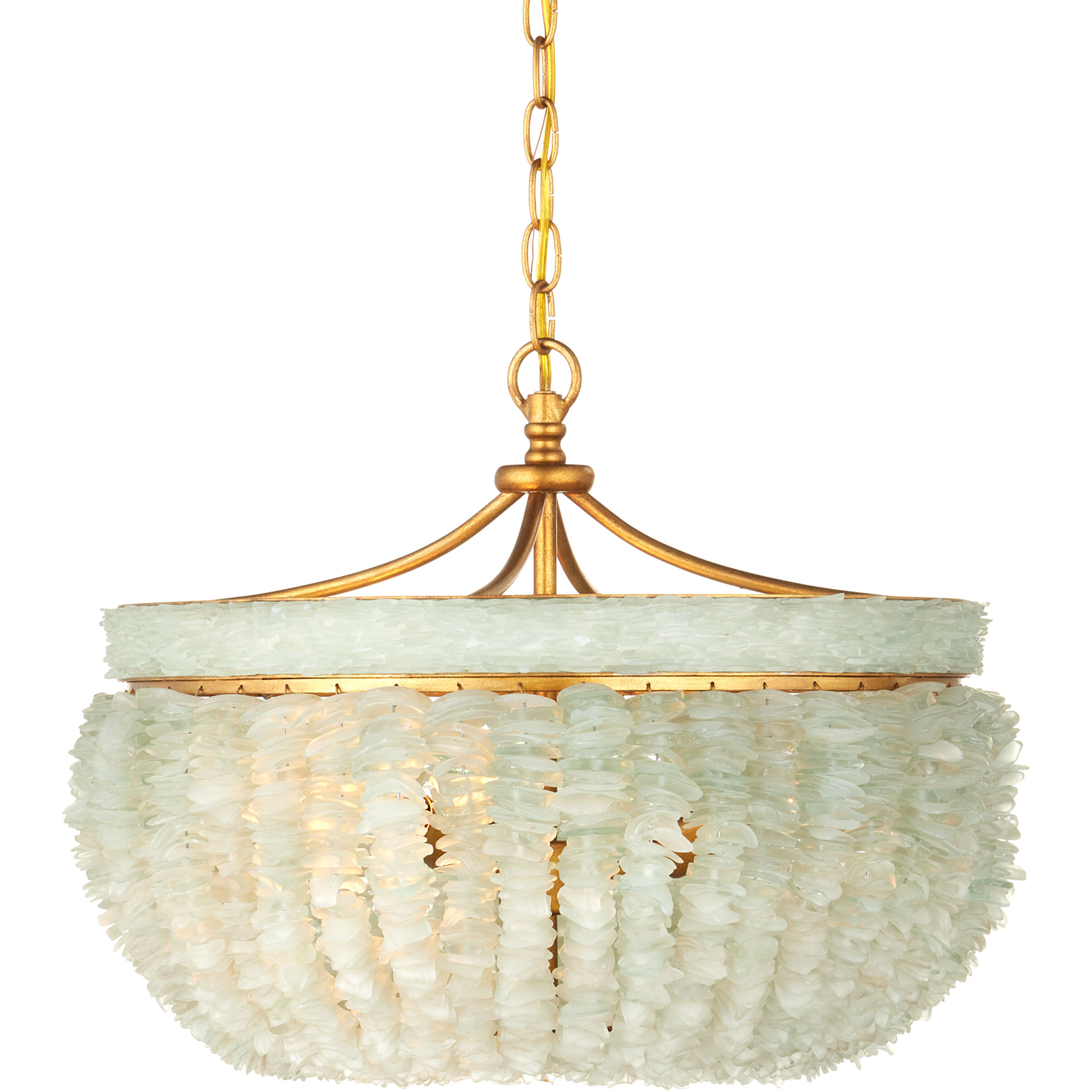 Bayou 3 Light 19 inch Contemporary Gold Leaf/Seaglass Chandelier Ceiling Light