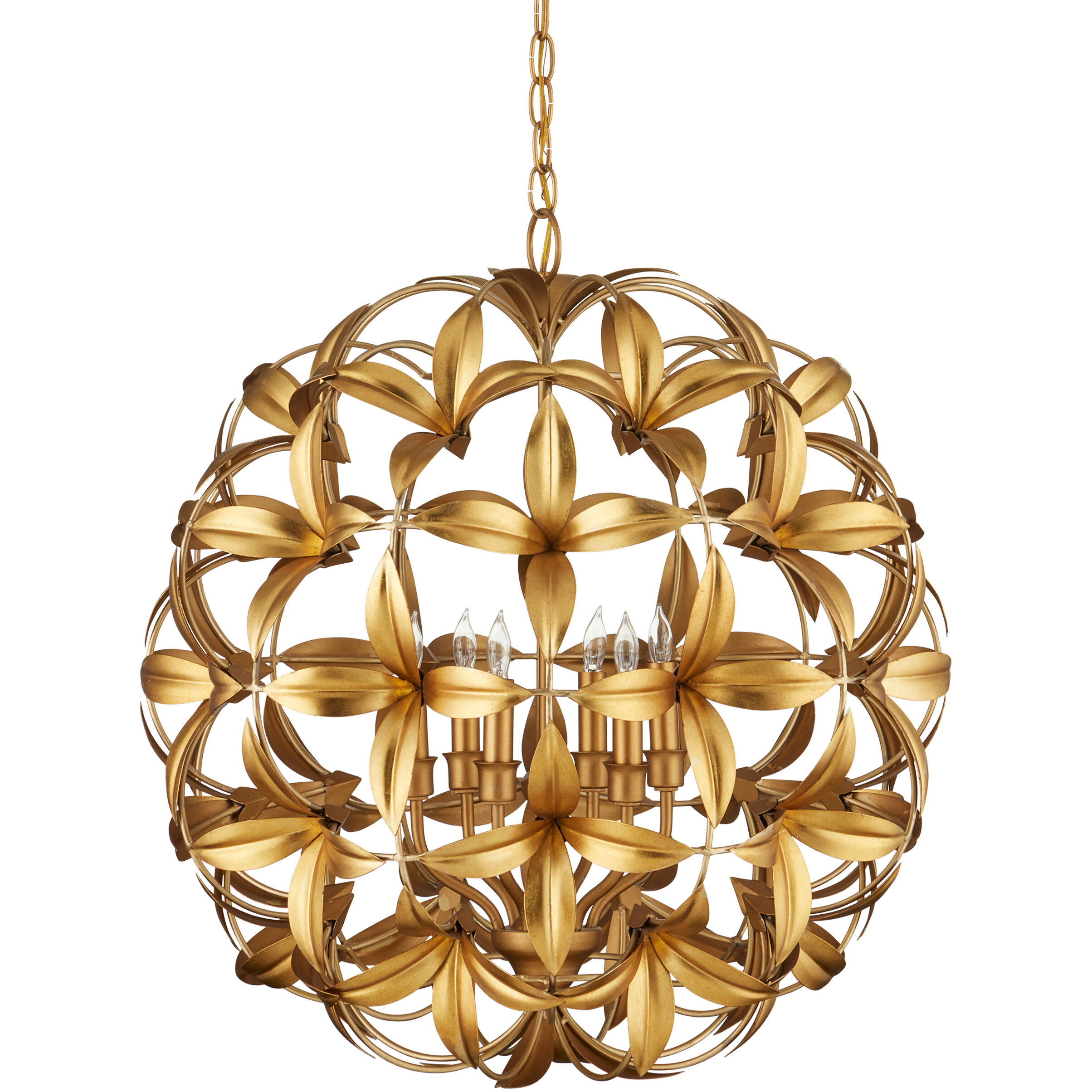 Helenium 6 Light 24 inch Contemporary Gold Leaf/Contemporary Gold Orb Chandelier Ceiling Light