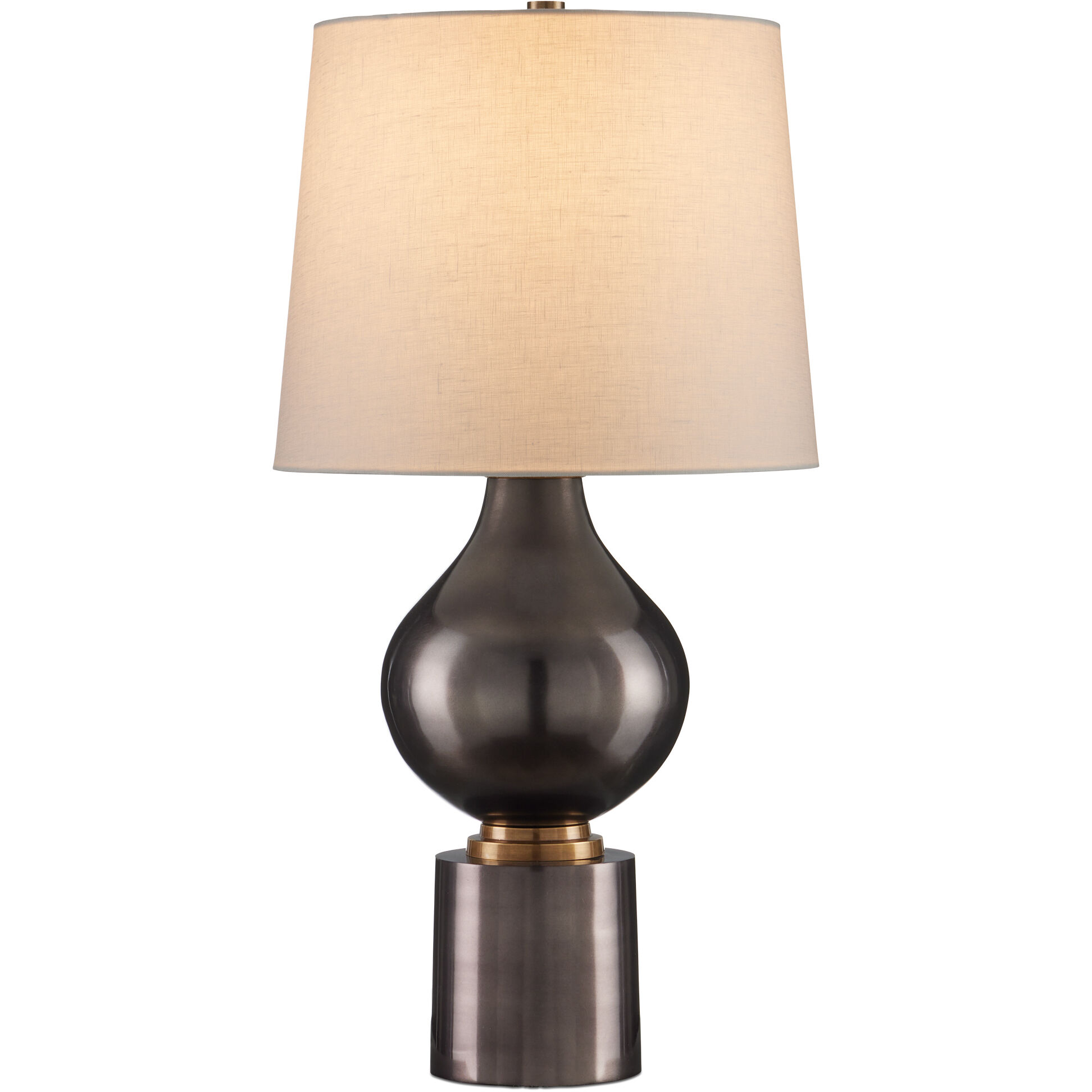 Tamerlane 27.5 inch 150 watt Black Nickel/Vintage Brass Table Lamp Portable Light