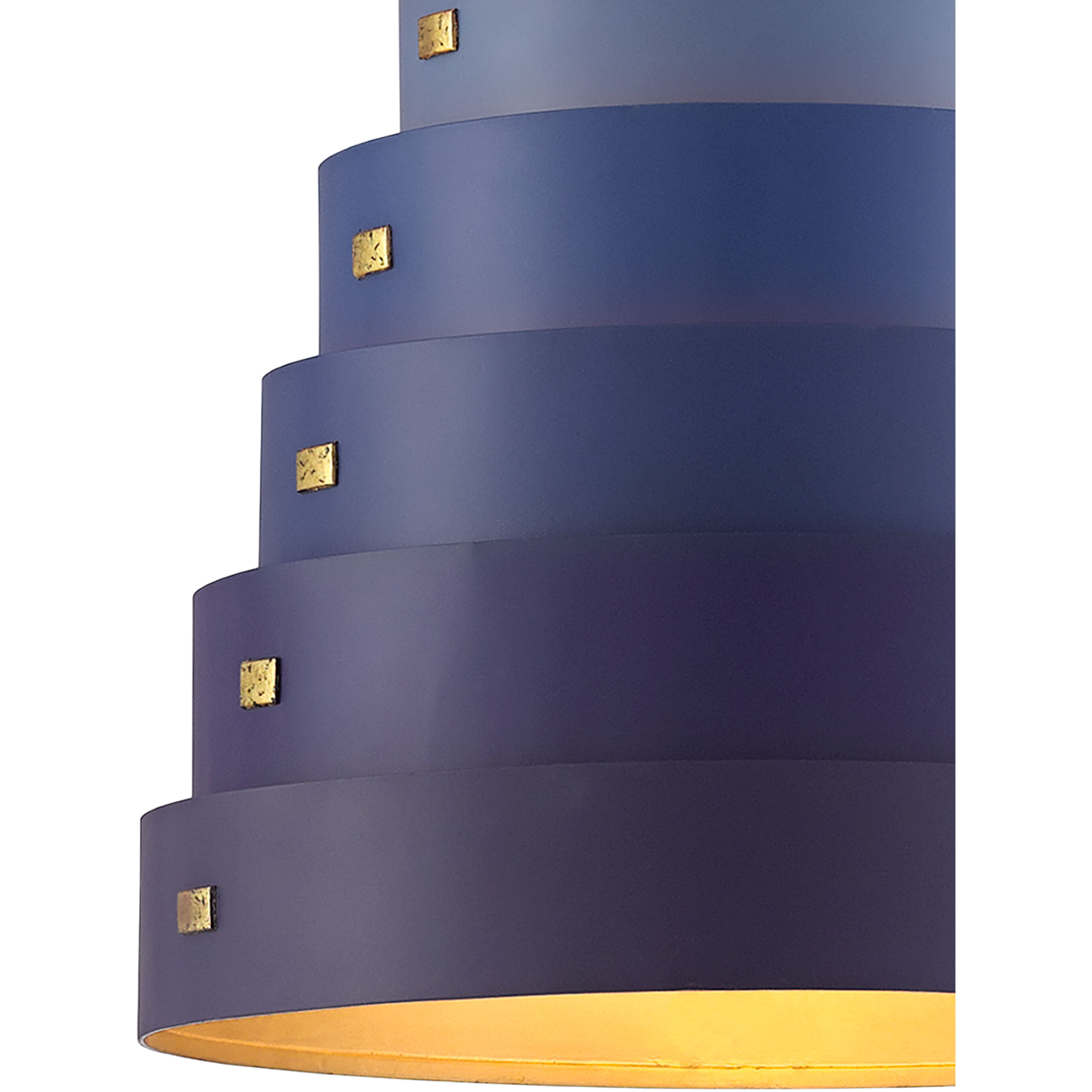 Graduation 6 Light 20 inch Blue/Contemporary Gold Leaf/New Gold Leaf Chandelier Ceiling Light, Small, Hiroshi Koshitaka Collection