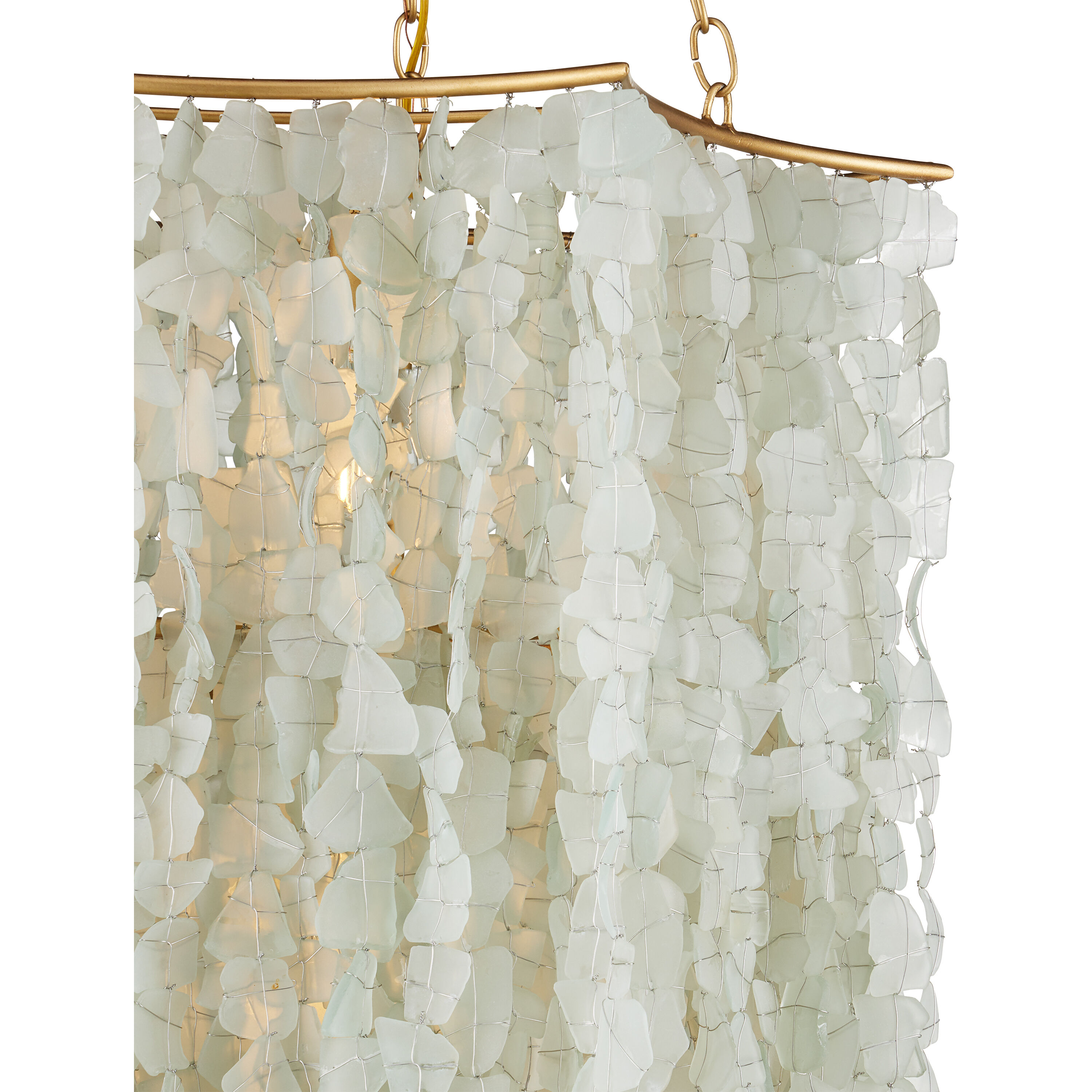 Verre de Mer 6 Light 24 inch Seaglass/Contemporary Gold Chandelier Ceiling Light, Large
