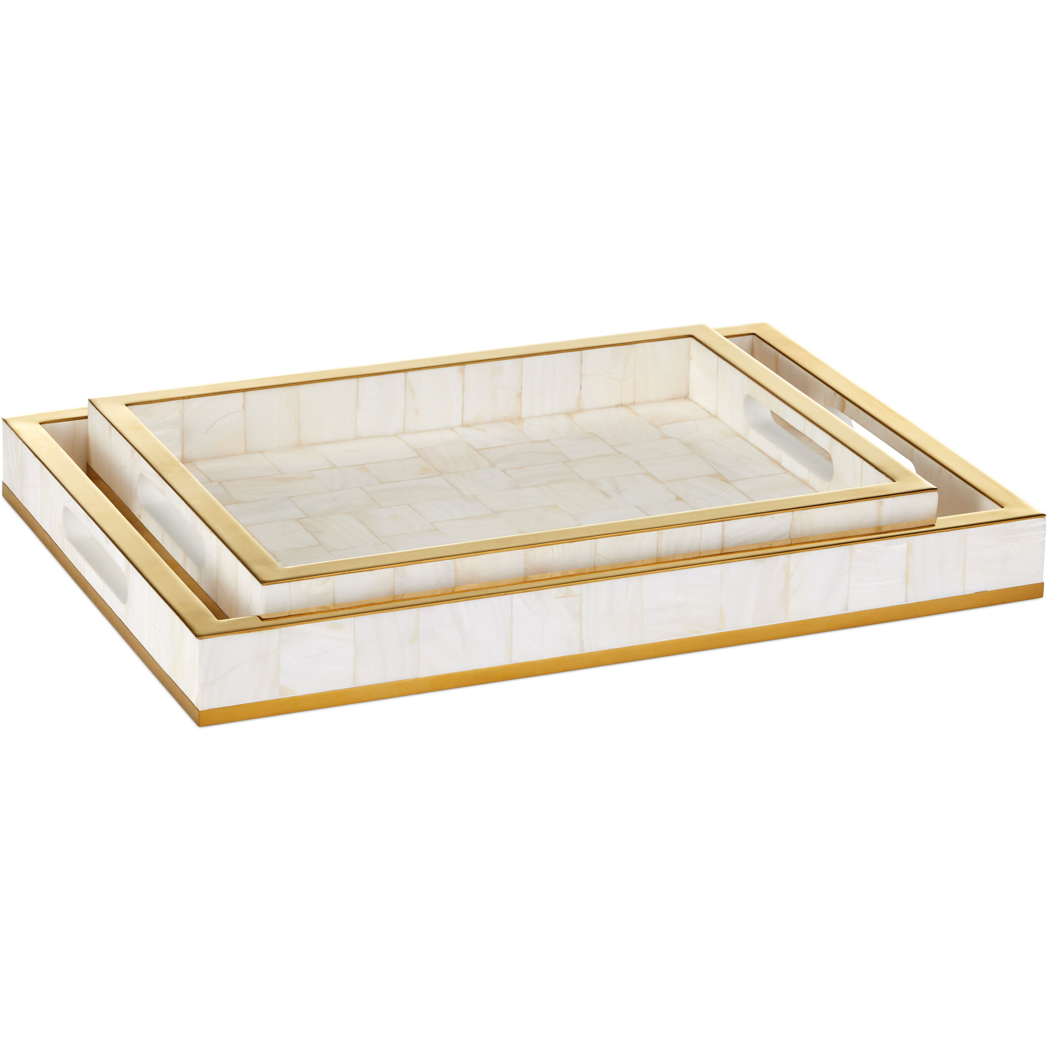 Casey Natural/Brass Trays, Set of 2