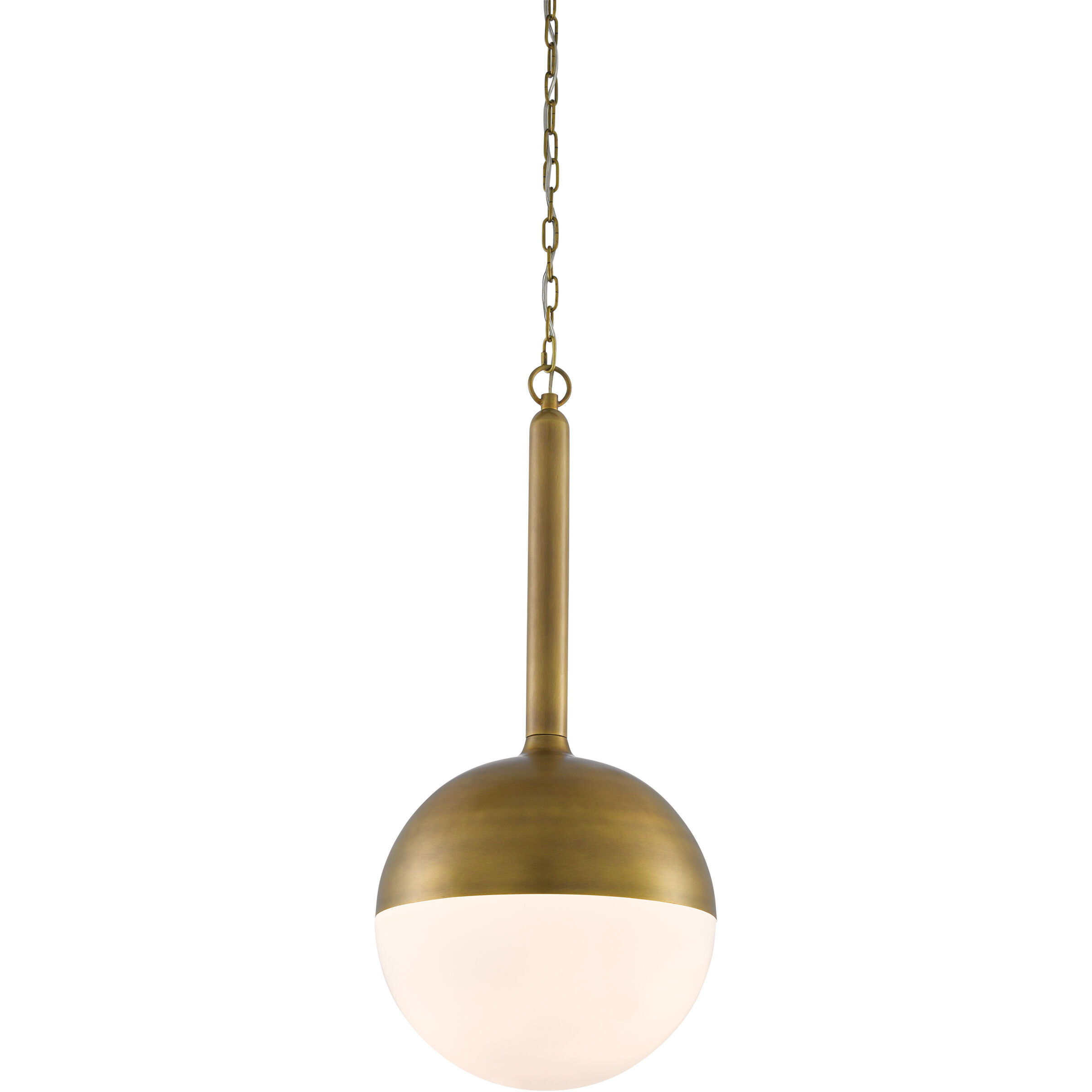 Moonward 1 Light 14 inch Antique Brass/Opaque White Pendant Ceiling Light