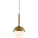 Moonward 1 Light 14 inch Antique Brass/Opaque White Pendant Ceiling Light