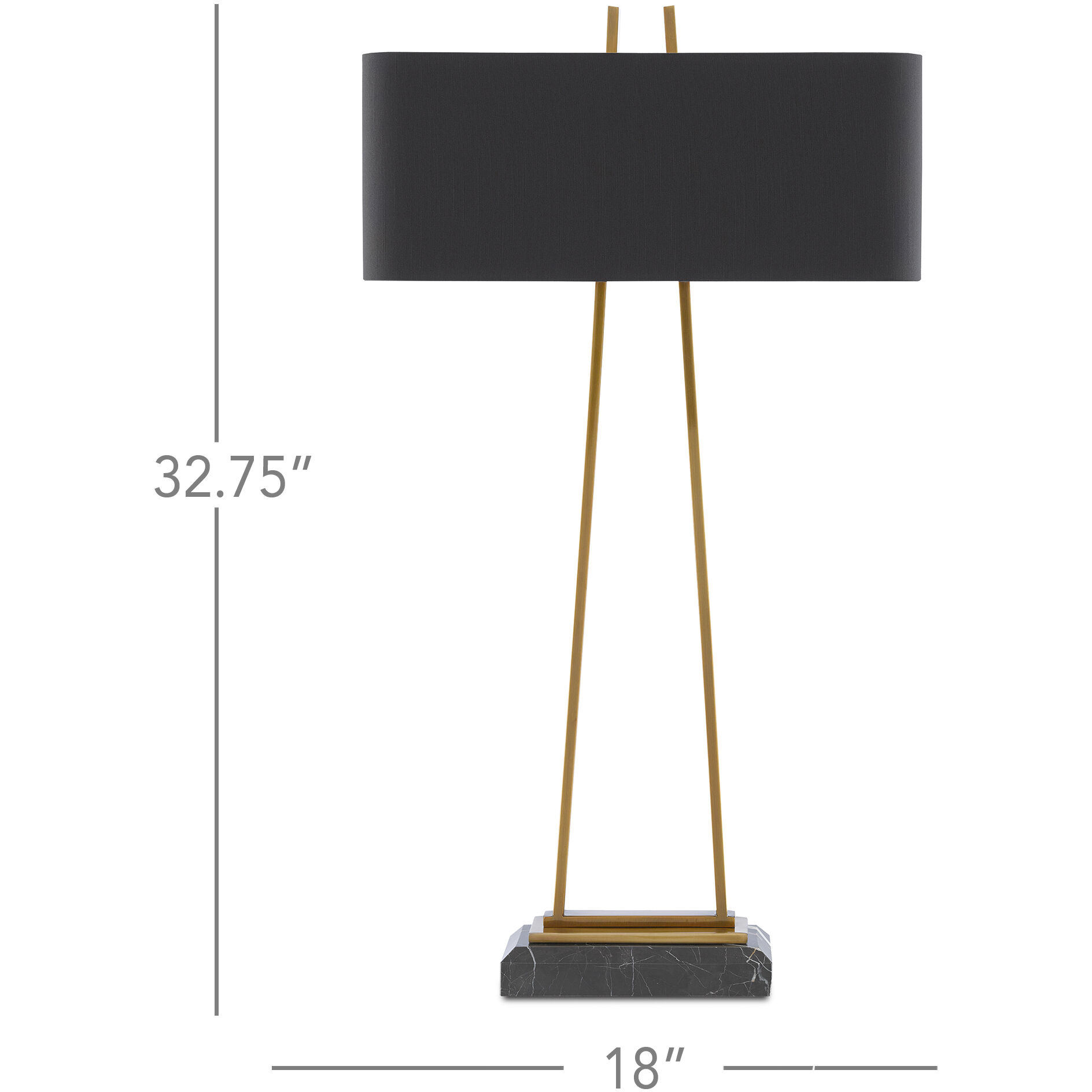 Adorn 32.75 inch 25 watt Antique Brass/Black Table Lamp Portable Light, Large