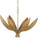 Bird of Paradise 6 Light 33 inch Antique Brass Chandelier Ceiling Light, Convertible to Semi-Flush
