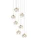 Crystal Bud 7 Light 19 inch Painted Silver/Contemporary Silver Leaf Multi-Drop Pendant Ceiling Light