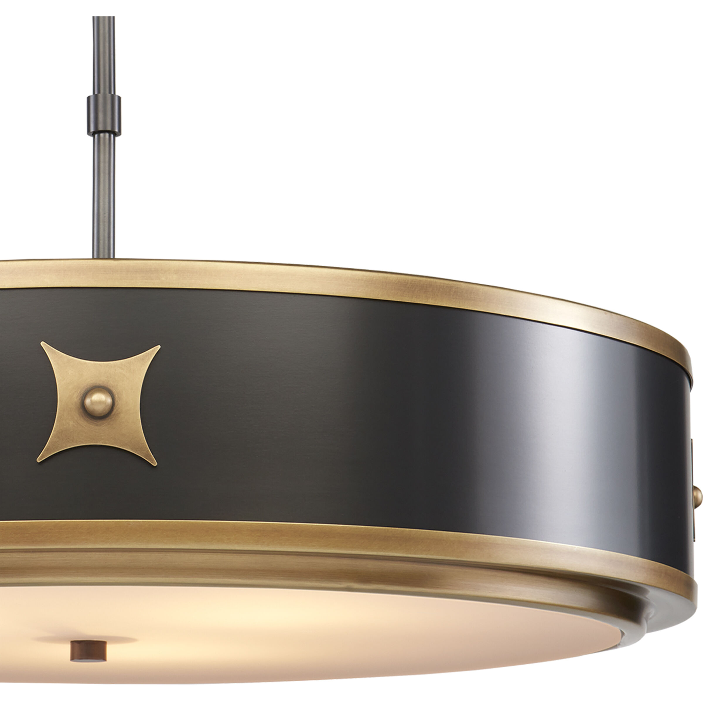 Huntsman 3 Light 24.5 inch Satin Black/Antique Brass/White Semi-Flush Mount Ceiling Light
