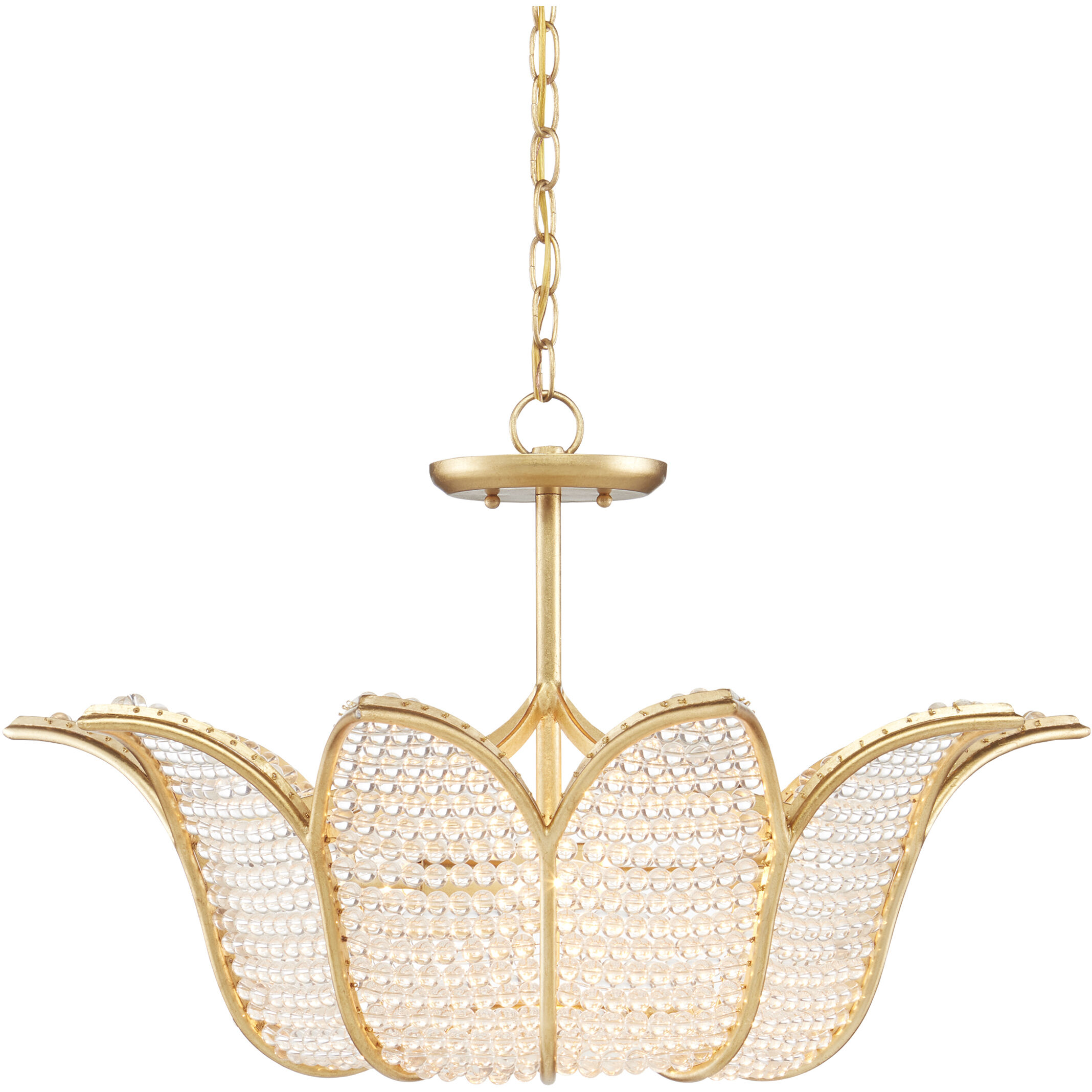 Bebe 3 Light 26.75 inch Contemporary Gold Leaf/Clear Chandelier Ceiling Light