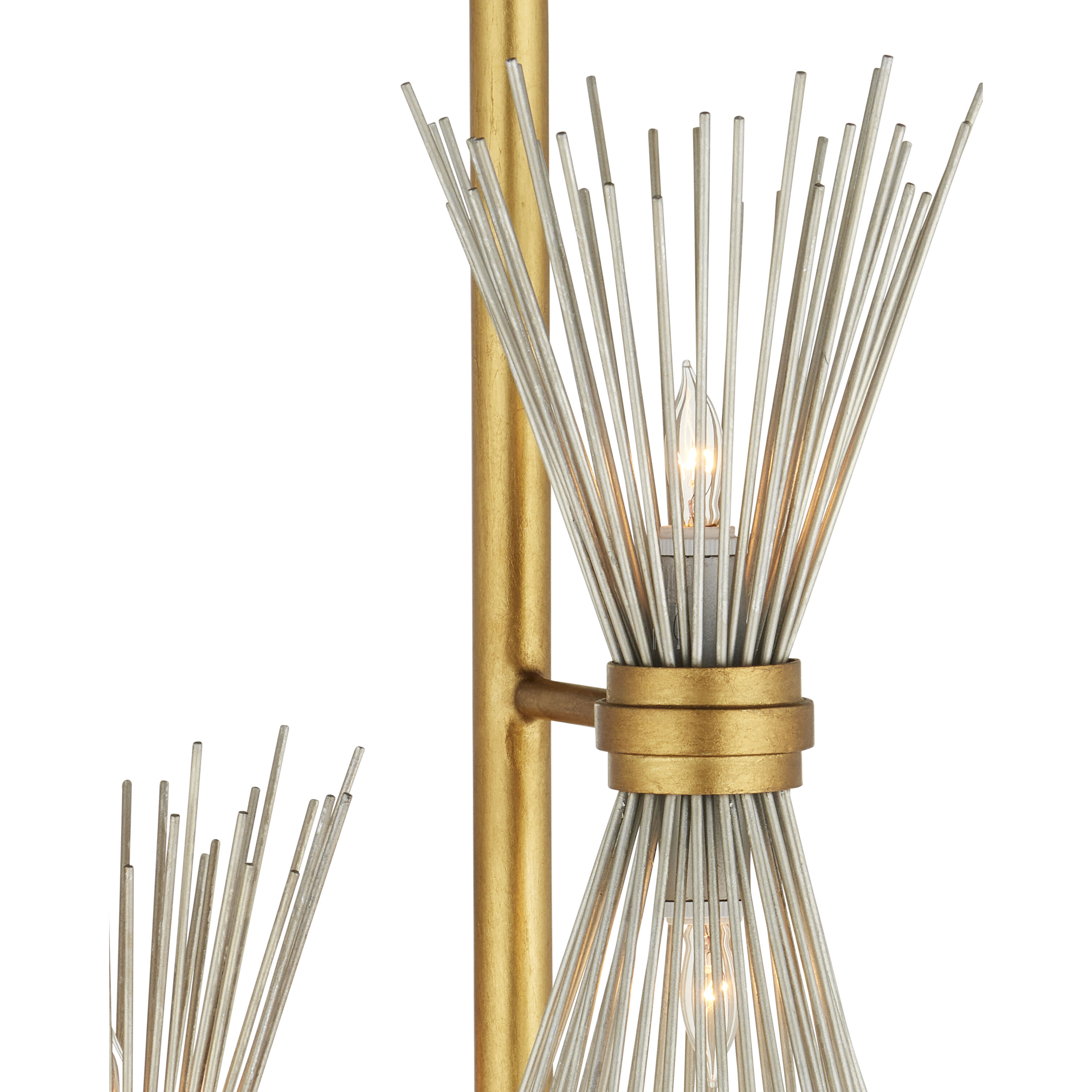 Novatude 71 inch 60 watt Antique Gold Leaf/Contemporary Silver Leaf Floor Lamp Portable Light