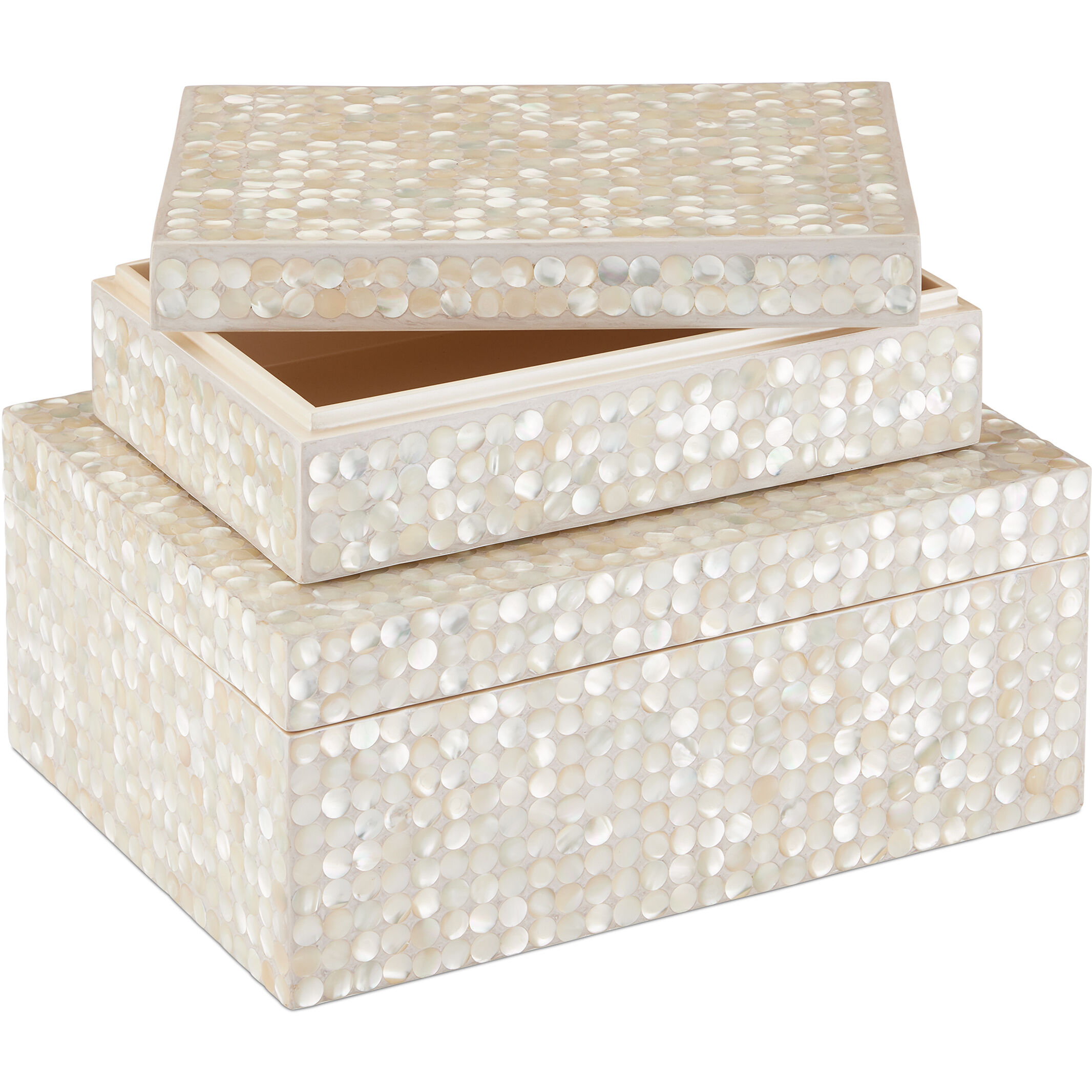 Gerri Dot 13 inch Natural/Cream Boxes, Set of 2