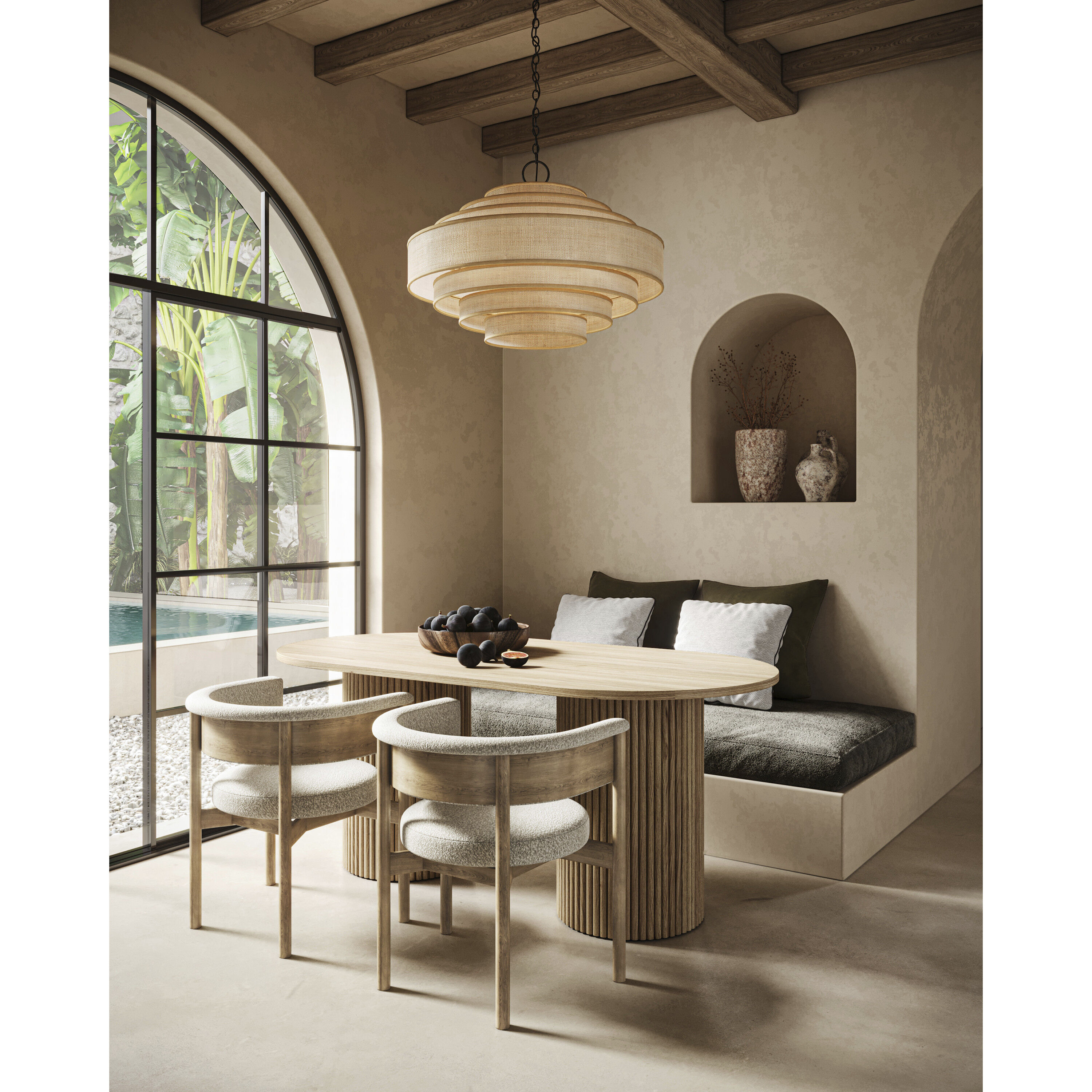 Maura 6 Light 30 inch Satin Black/Natural Chandelier Ceiling Light