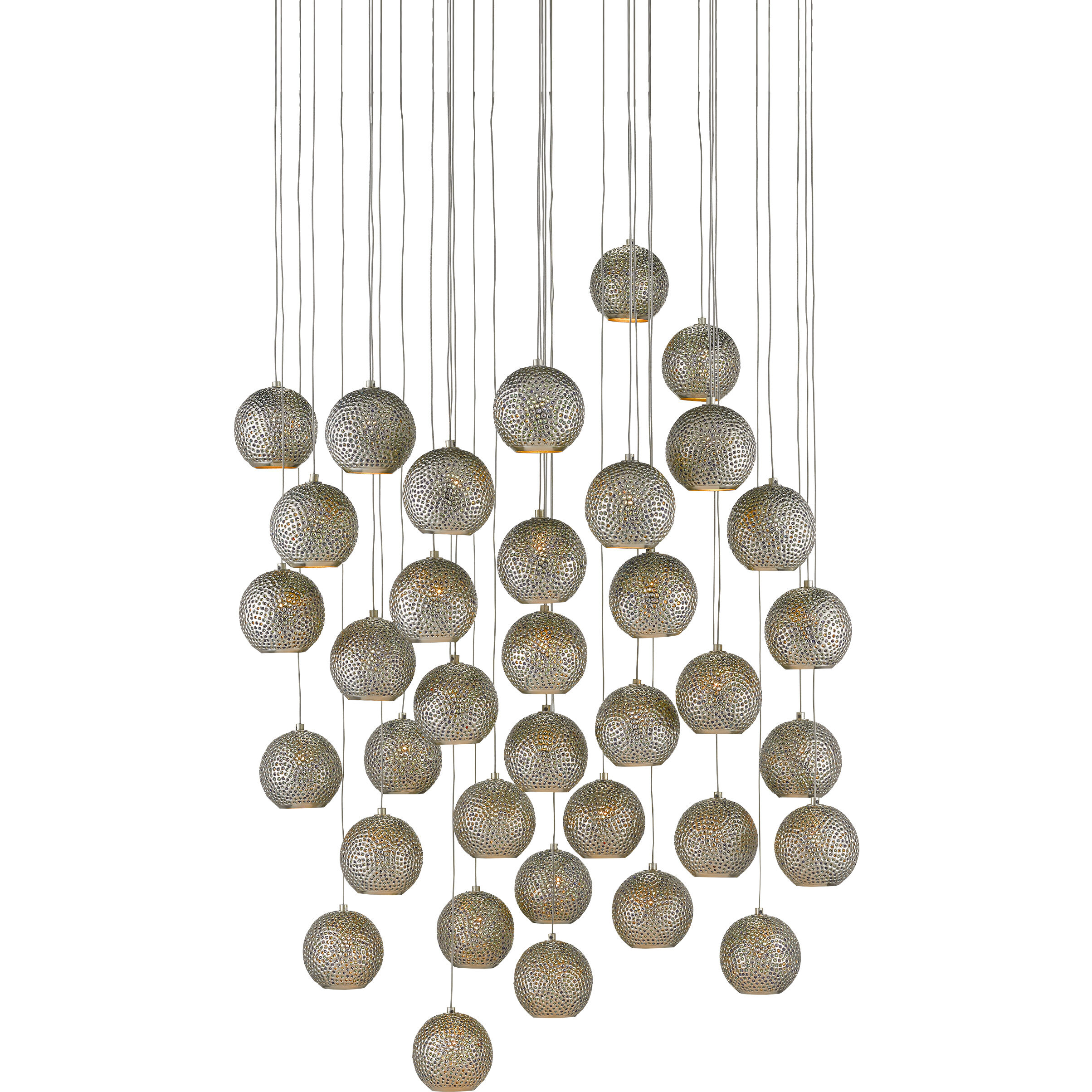 Giro 36 Light 36 inch Painted Silver/Nickel/Blue Multi-Drop Pendant Ceiling Light