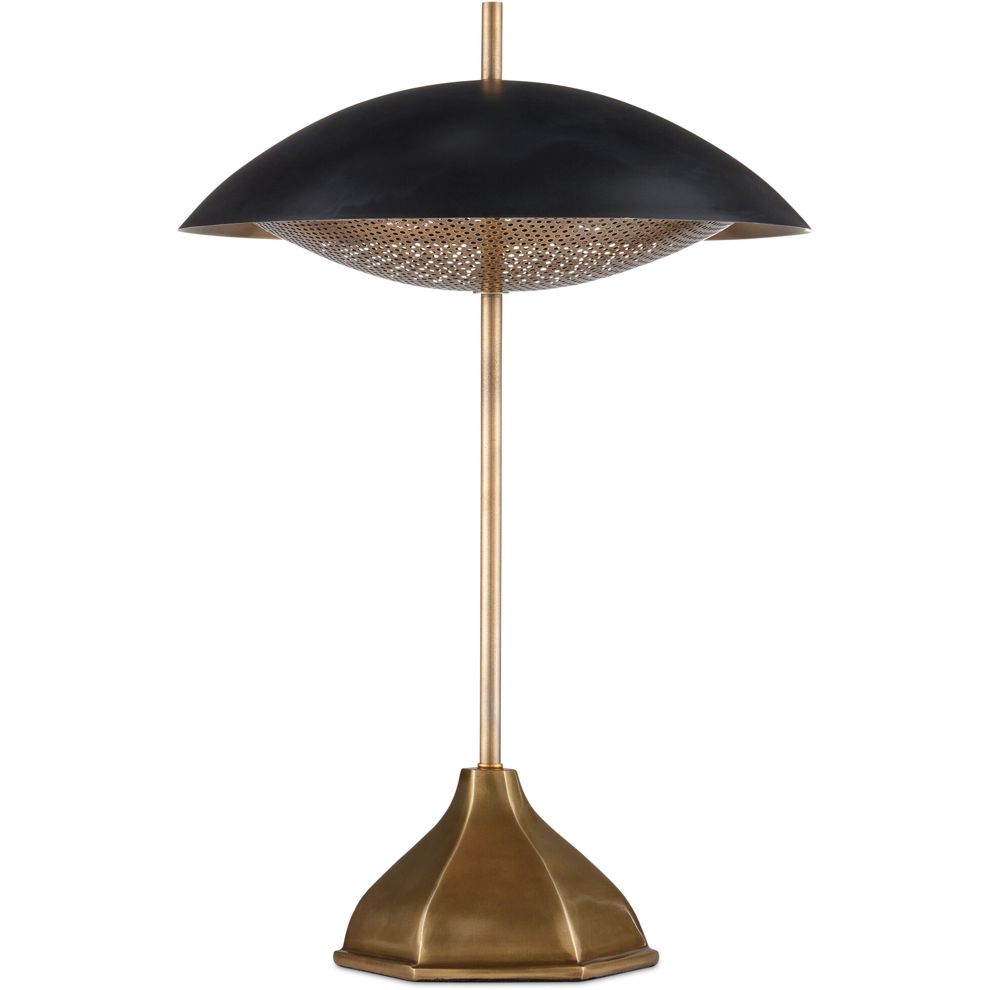 Domville 21 inch 7 watt Antique Brass/Black Table Lamp Portable Light