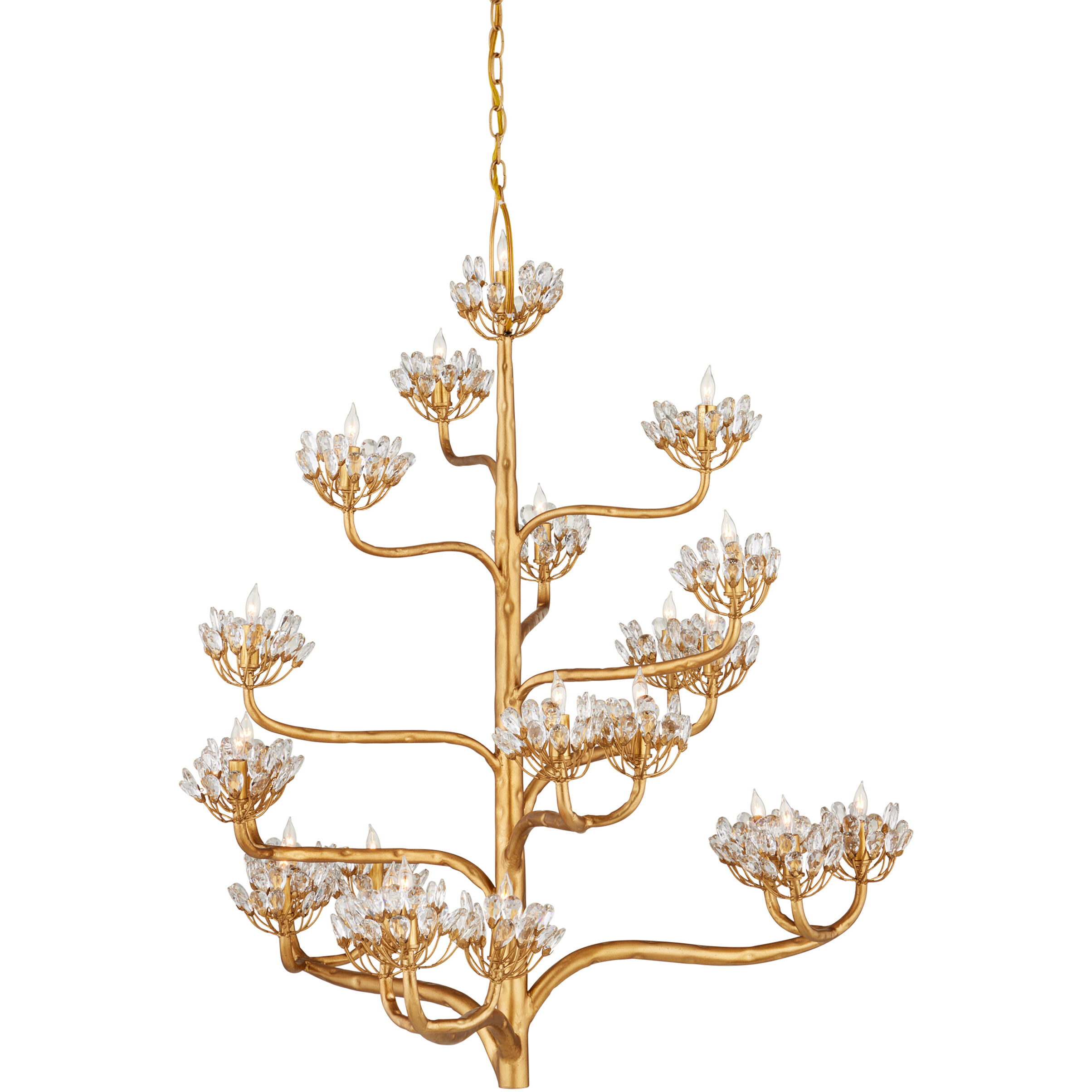Agave Americana 22 Light 42 inch Dark Contemporary Gold Leaf Chandelier Ceiling Light, Marjorie Skouras Collection