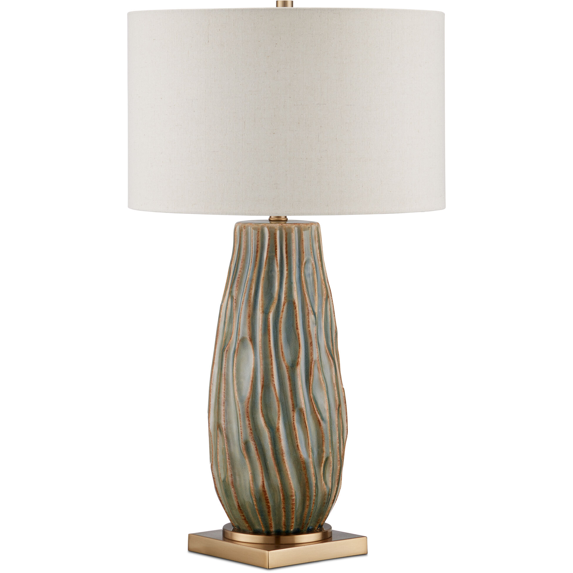 Water-borne 31.25 inch 150 watt Forest Reactive/Antique Brass Table Lamp Portable Light