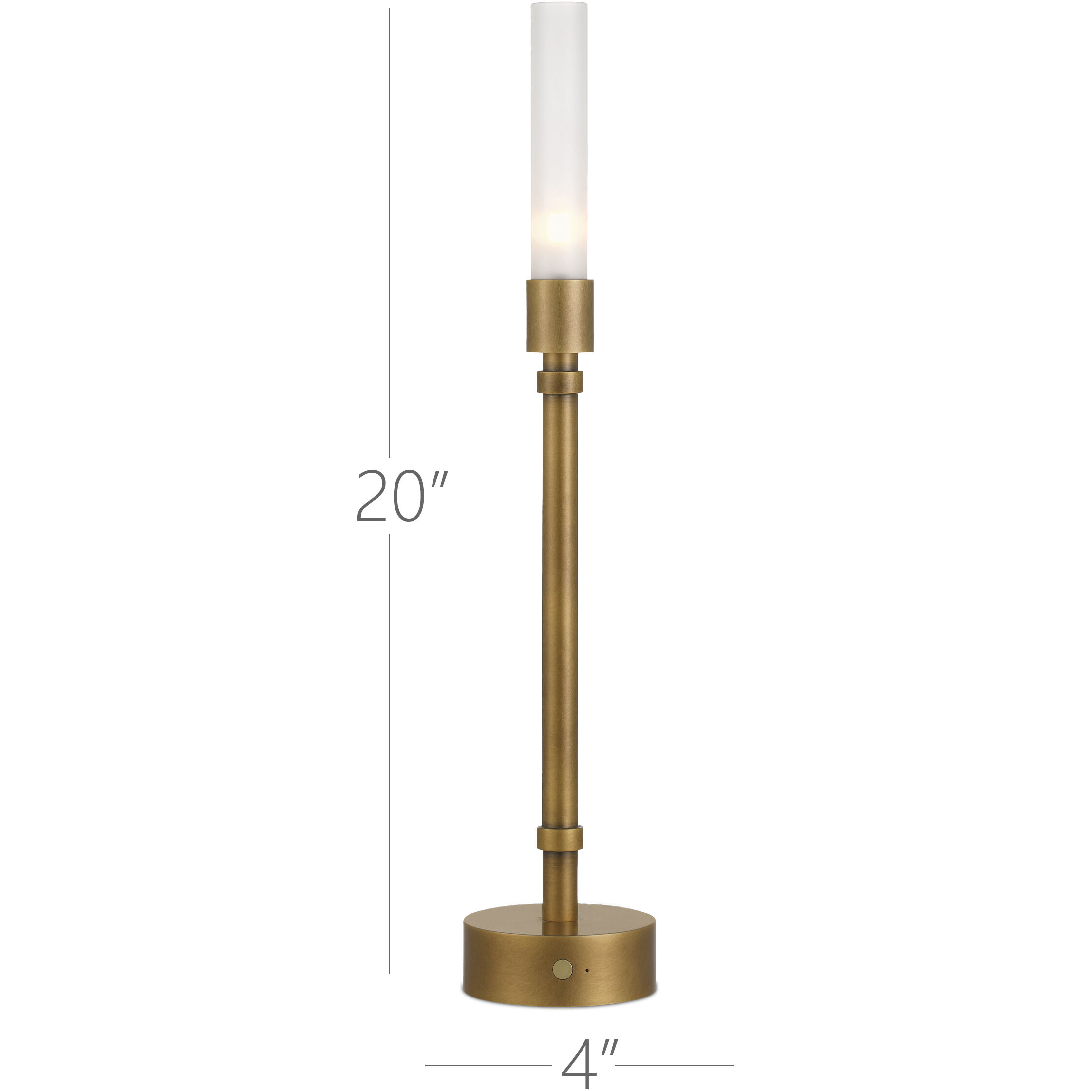 Paseo 20 inch 1.50 watt Polished Antique Brass/Clear Cordless Table Lamp Portable Light