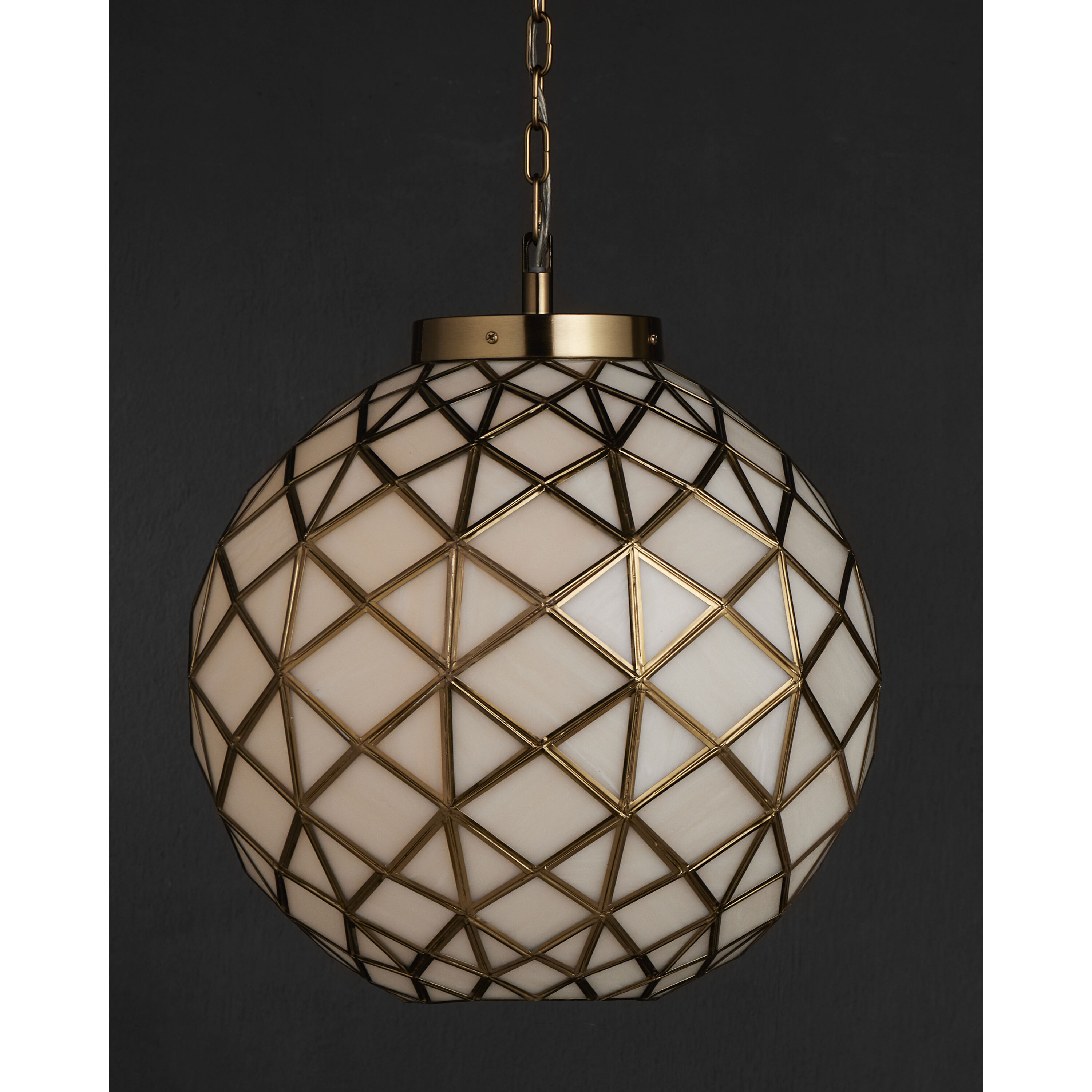 Polyhedron 1 Light 16 inch White/Antique Brass Pendant Ceiling Light