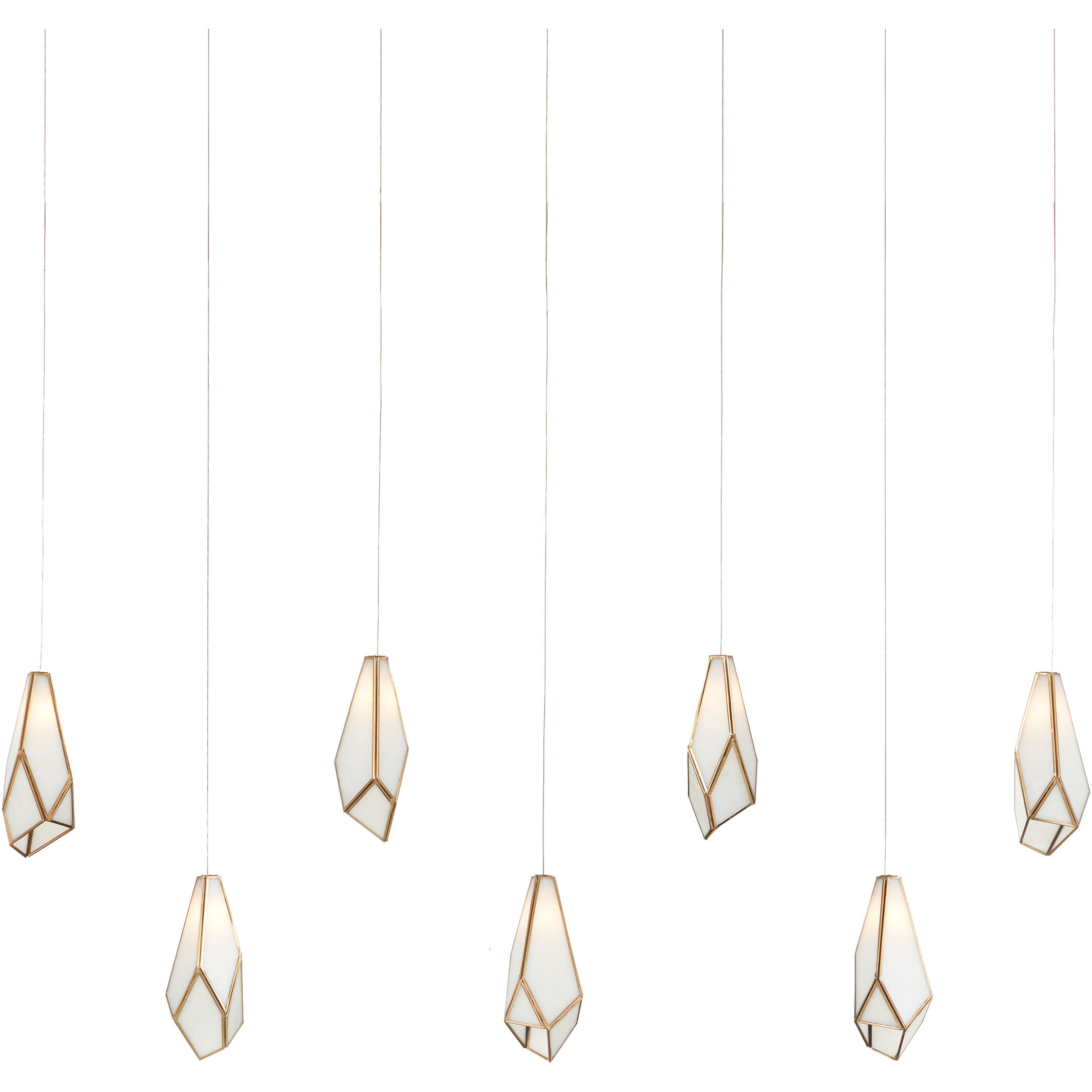 Glace 7 Light 57 inch White and Antique Brass with Silver Multi-Drop Pendant Ceiling Light