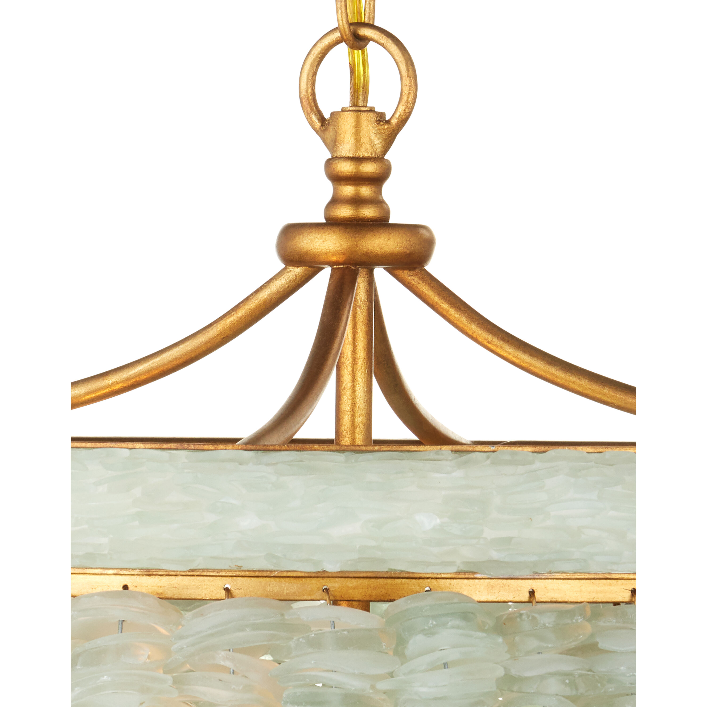 Bayou 3 Light 19 inch Contemporary Gold Leaf/Seaglass Chandelier Ceiling Light