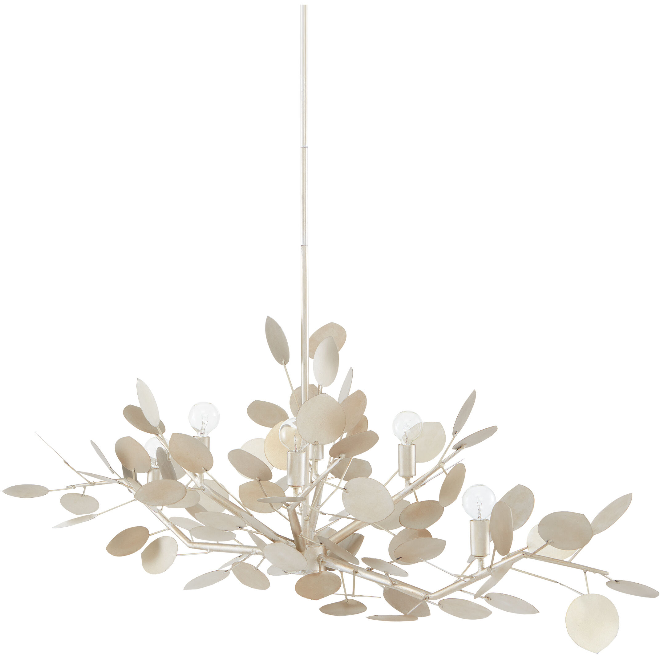Lunaria 6 Light 51 inch Contemporary Silver Leaf Chandelier Ceiling Light