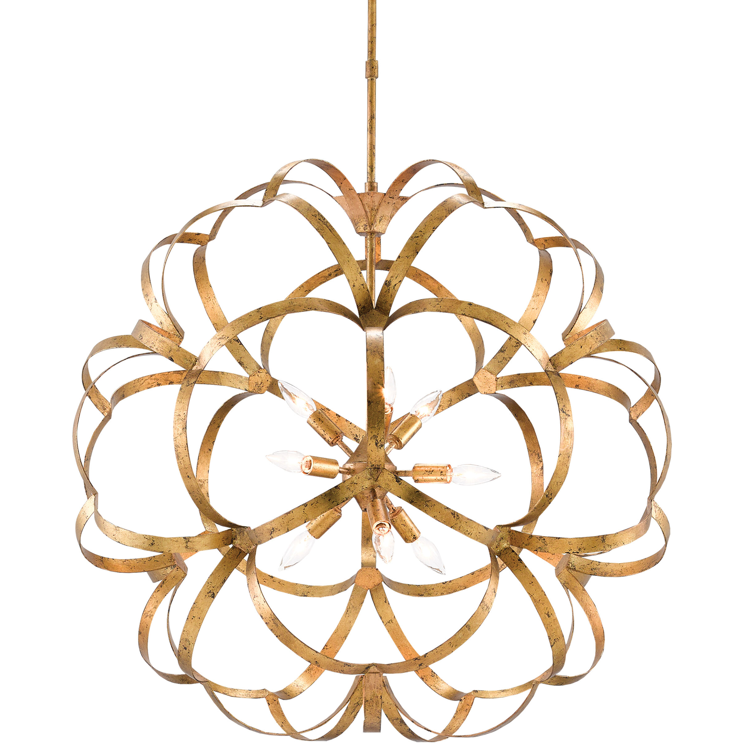 Sappho 9 Light 33.5 inch New Gold Leaf Orb Chandelier Ceiling Light