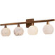 Bombelles 4 Light 38 inch Antique Brass/Natural Bath Bar Wall Light