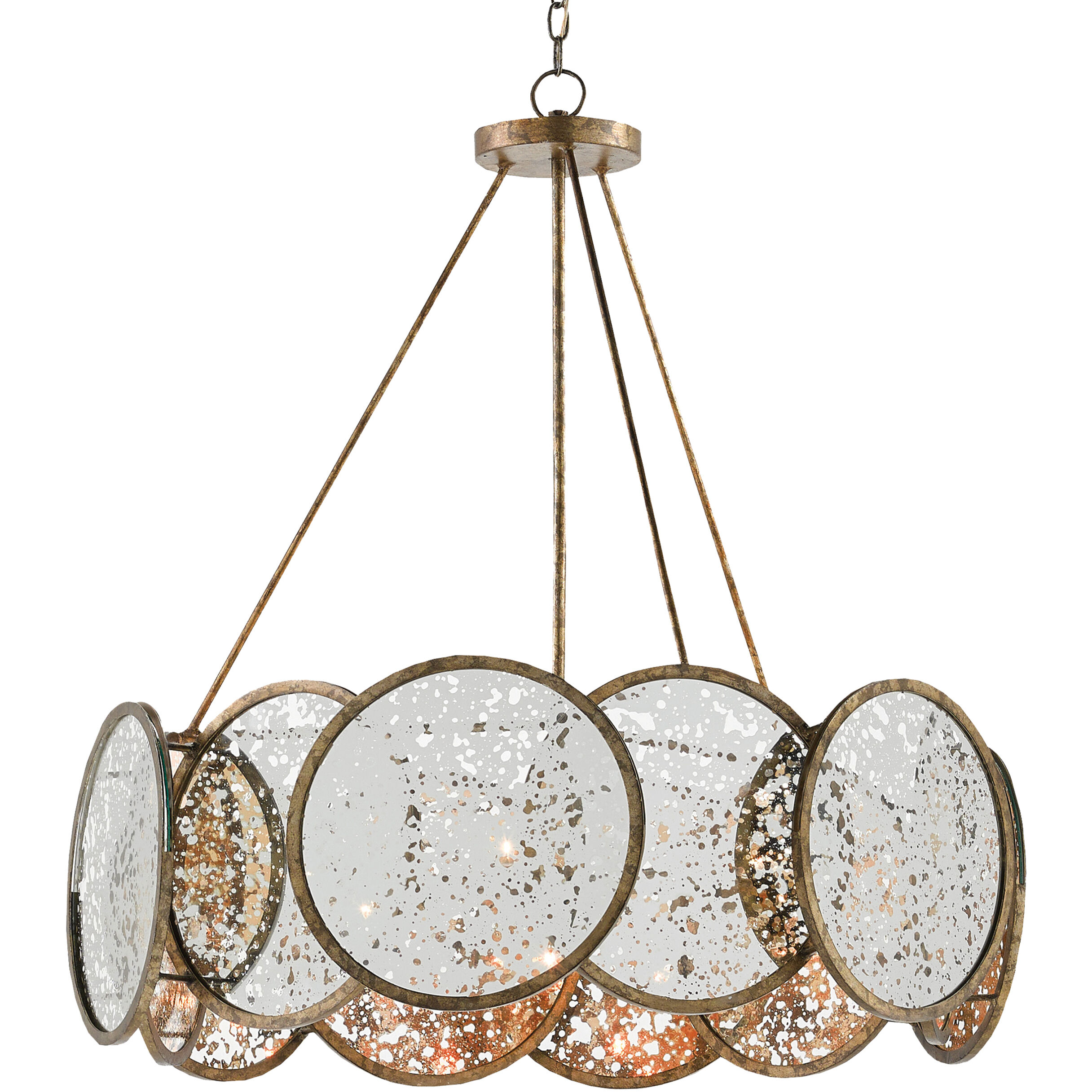 Oliveri 6 Light 34 inch Pyrite Bronze/Raj Mirror Chandelier Ceiling Light