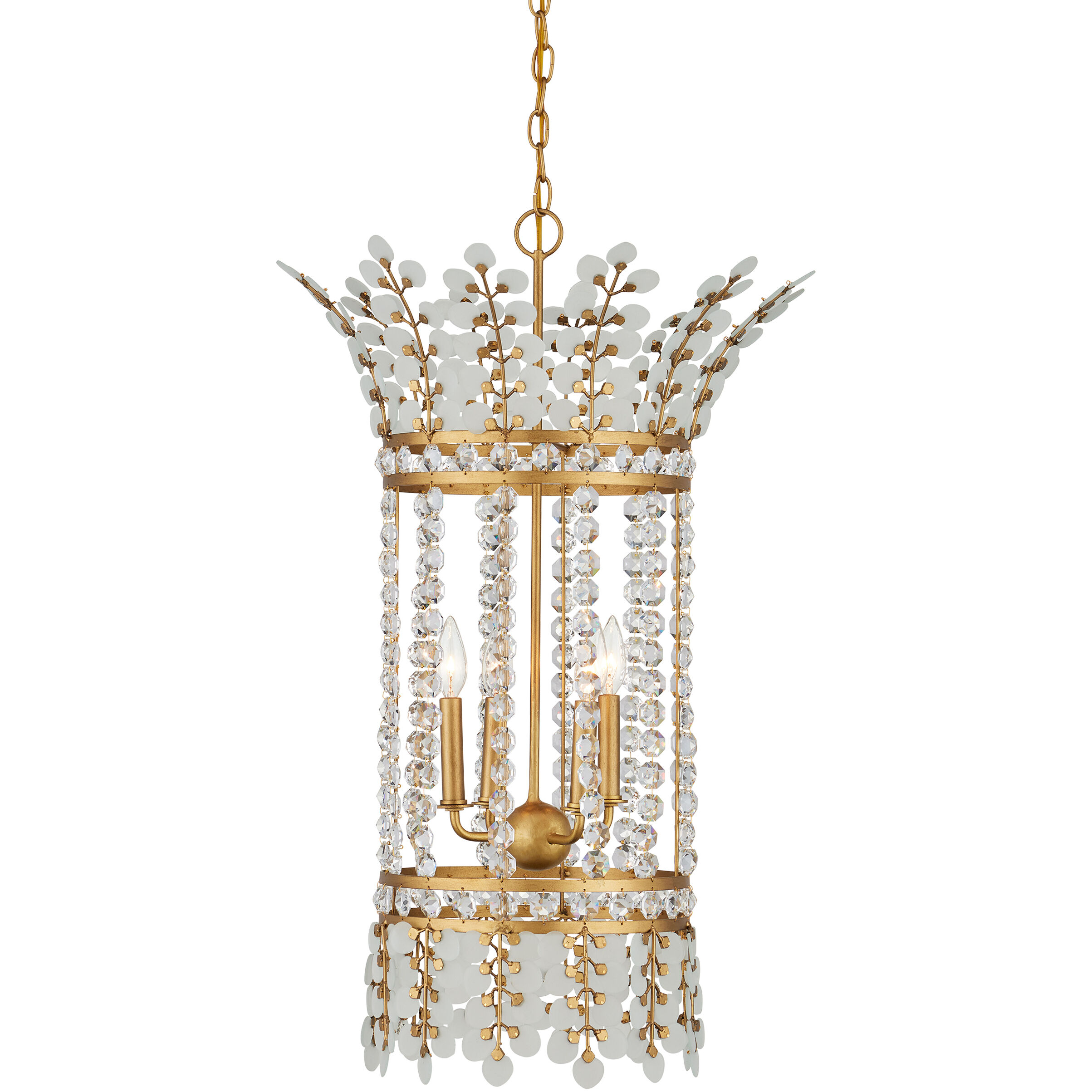 Bradshaw 4 Light 20 inch Frosted/Clear/Brass Lantern Pendant Ceiling Light