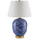 Nami 31 inch 150 watt Blue and White with Gold Leaf Table Lamp Portable Light