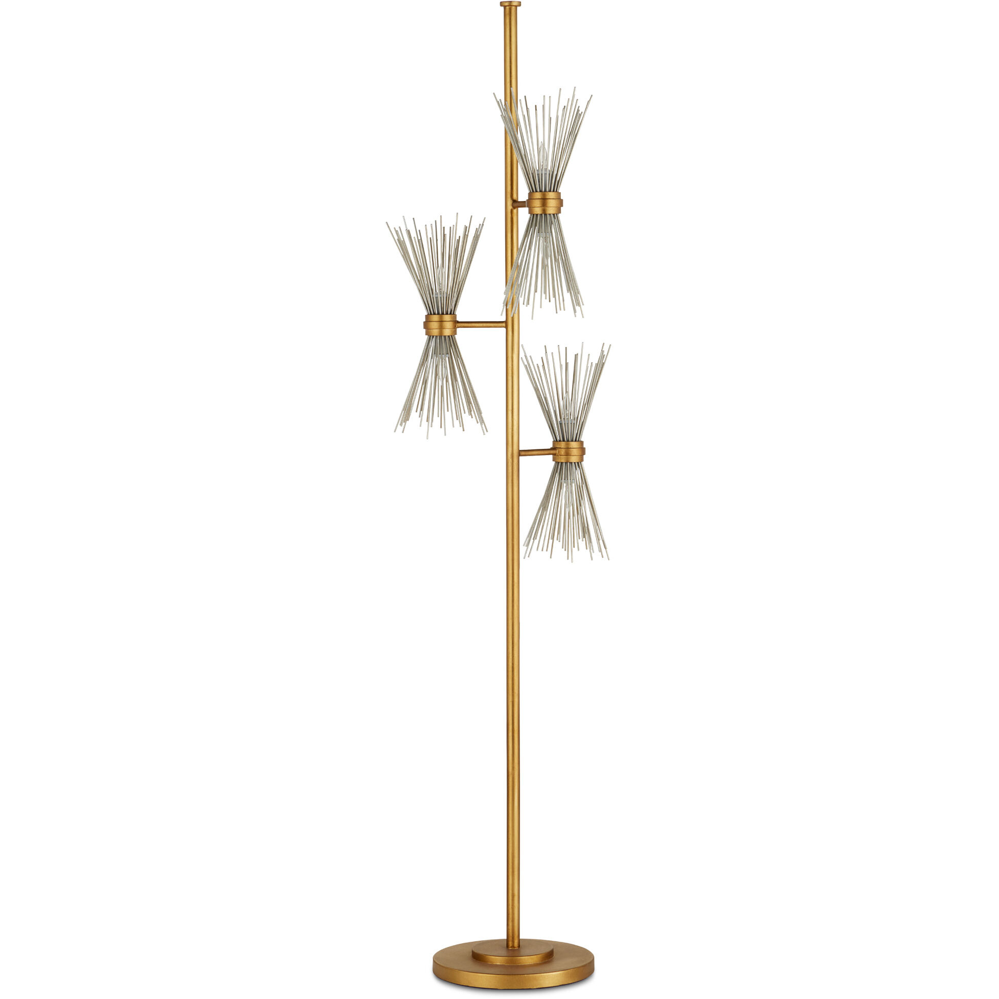 Novatude 71 inch 60 watt Antique Gold Leaf/Contemporary Silver Leaf Floor Lamp Portable Light