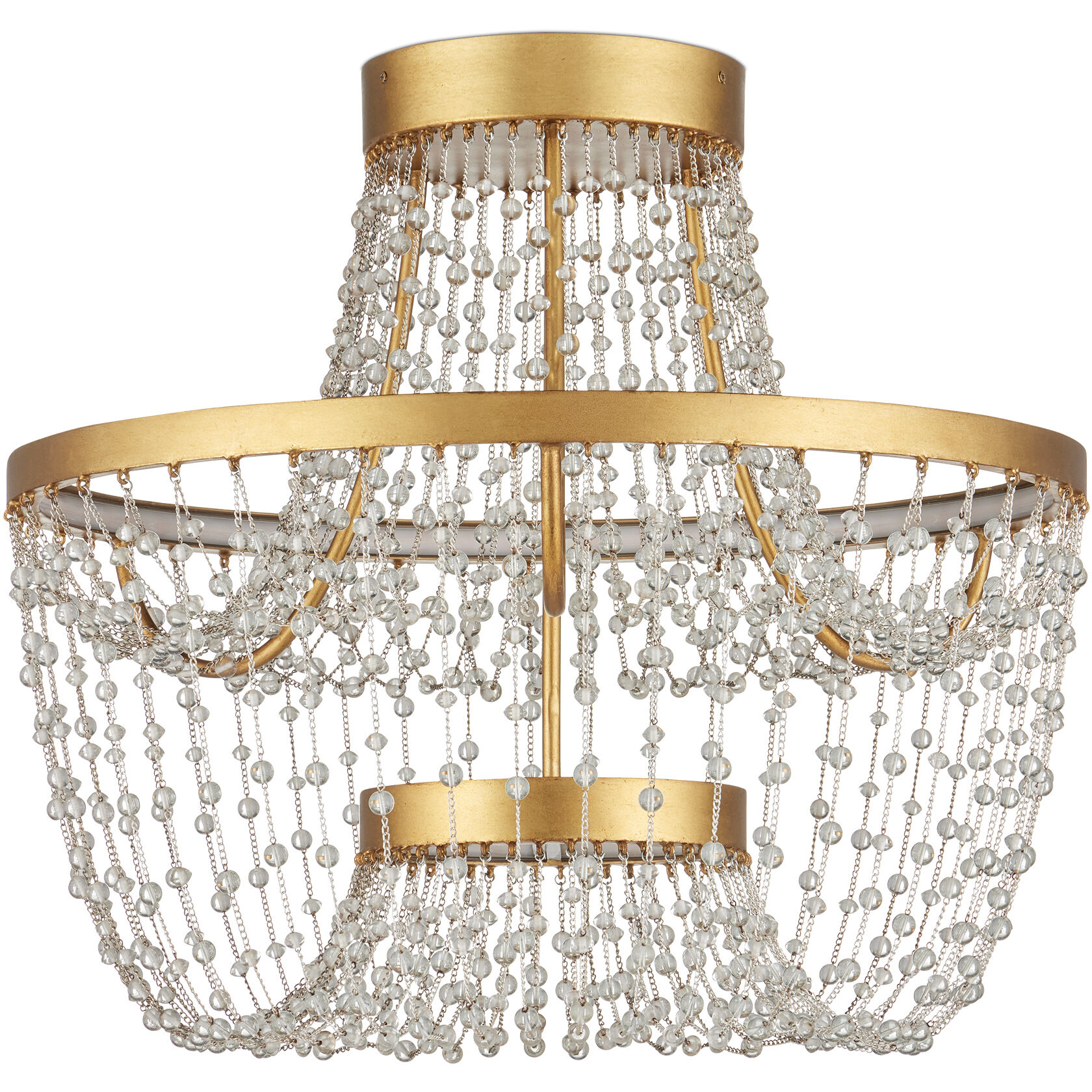 Mademoiselle 2 Light 22 inch Clear/Contemporary Gold Leaf/Contemporary Gold Semi-Flush Mount Ceiling Light