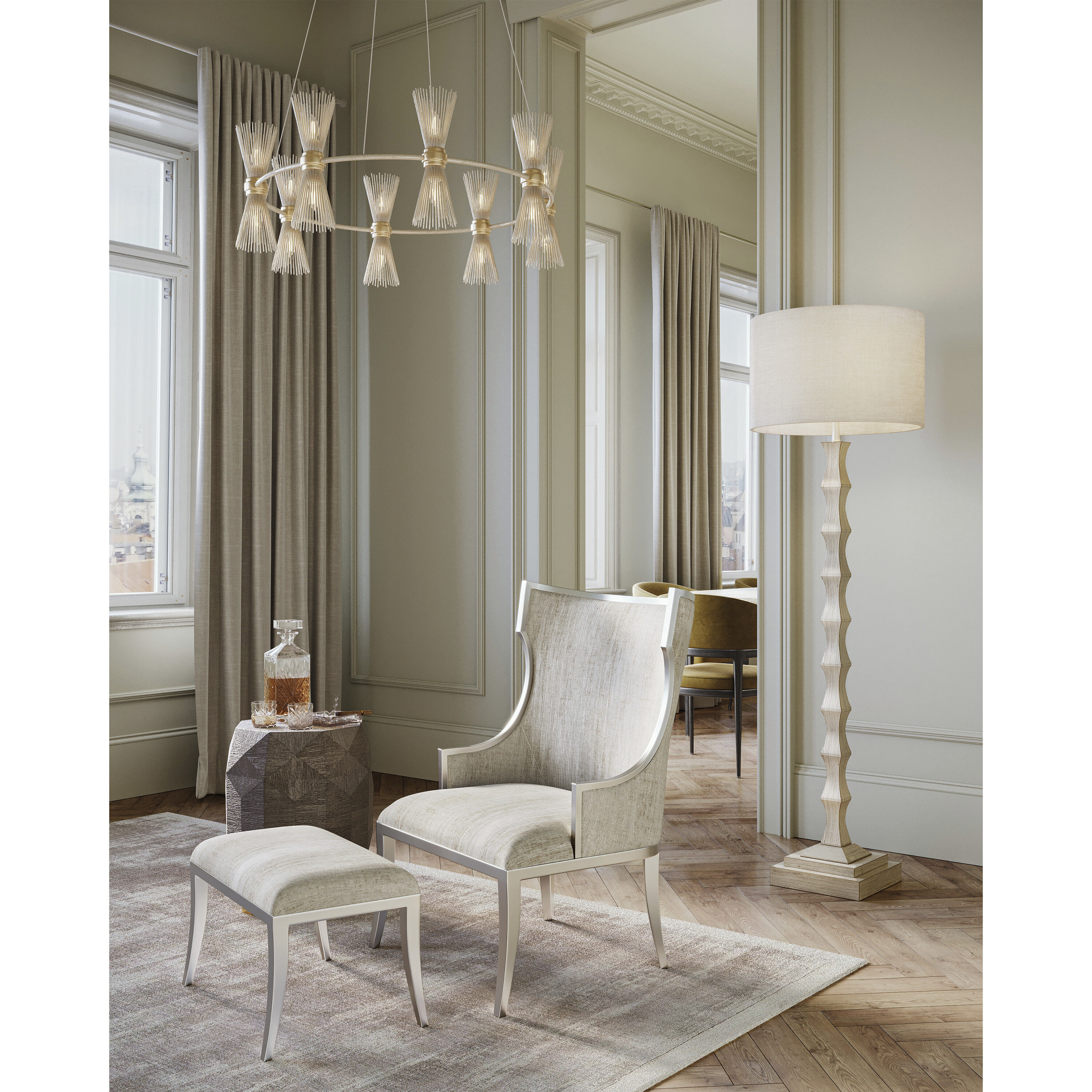 Garson Silver and Fresh File Linen Chair