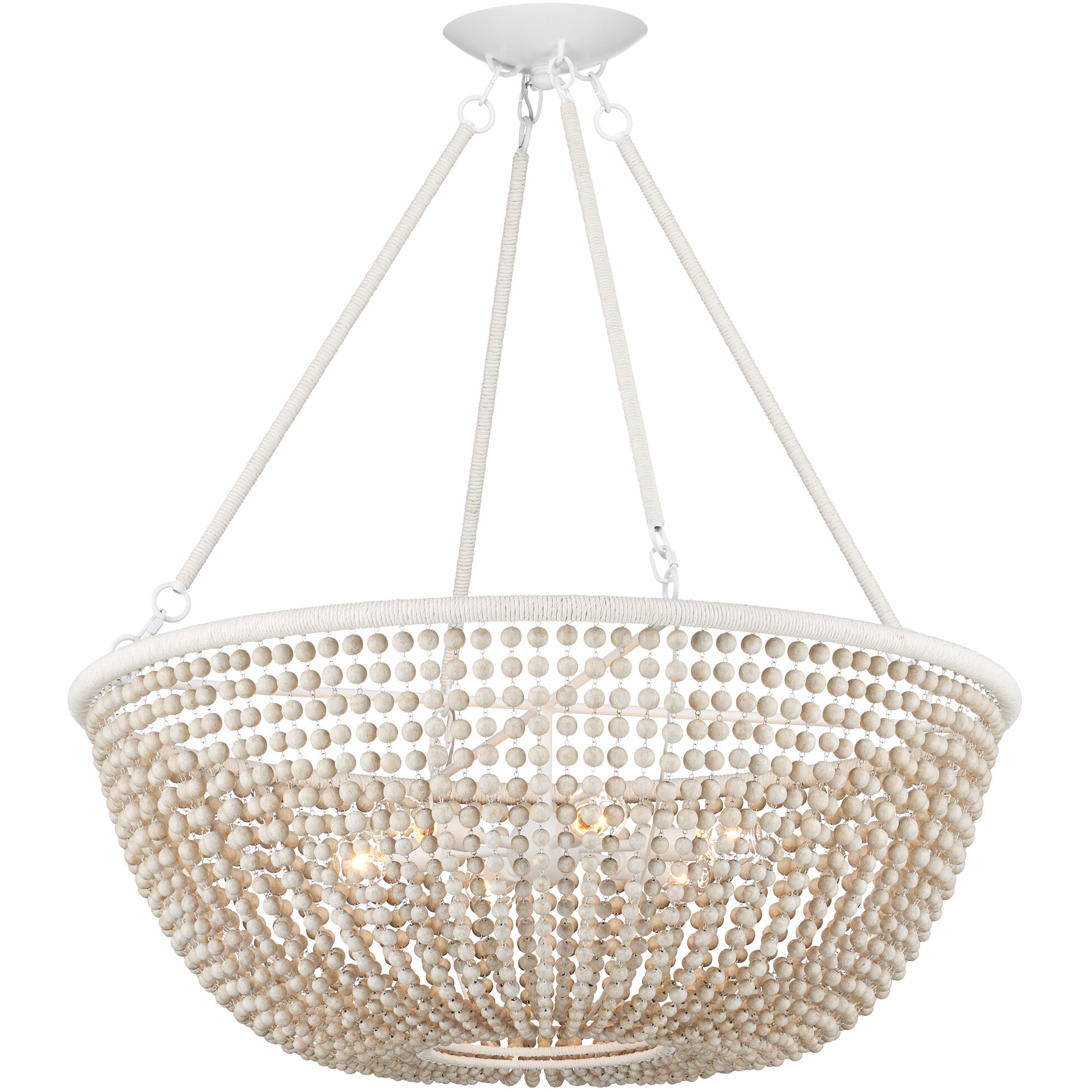 Wychwood 6 Light 32 inch Sugar White/Sandstone/White Chandelier Ceiling Light