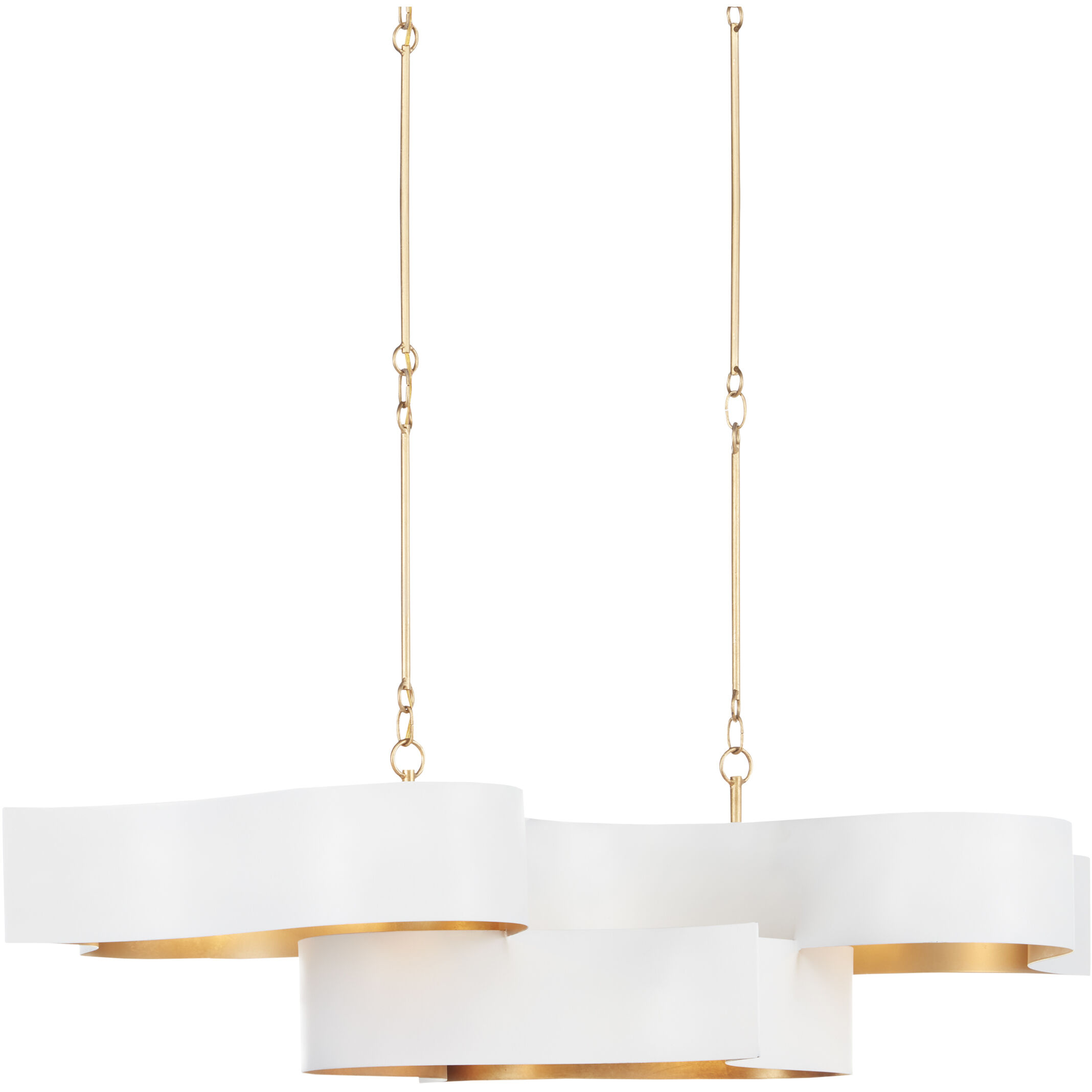 Grand Lotus 6 Light 50.5 inch Sugar White/Contemporary Gold Leaf Chandelier Ceiling Light