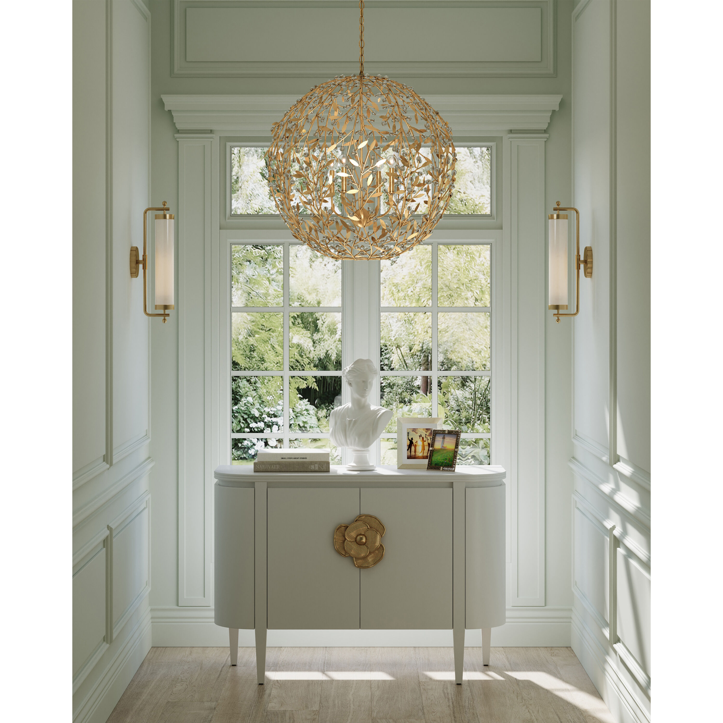 Secret Garden 4 Light 30 inch Clear/Contemporary Gold Leaf/Contemporary Gold Orb Chandelier Ceiling Light