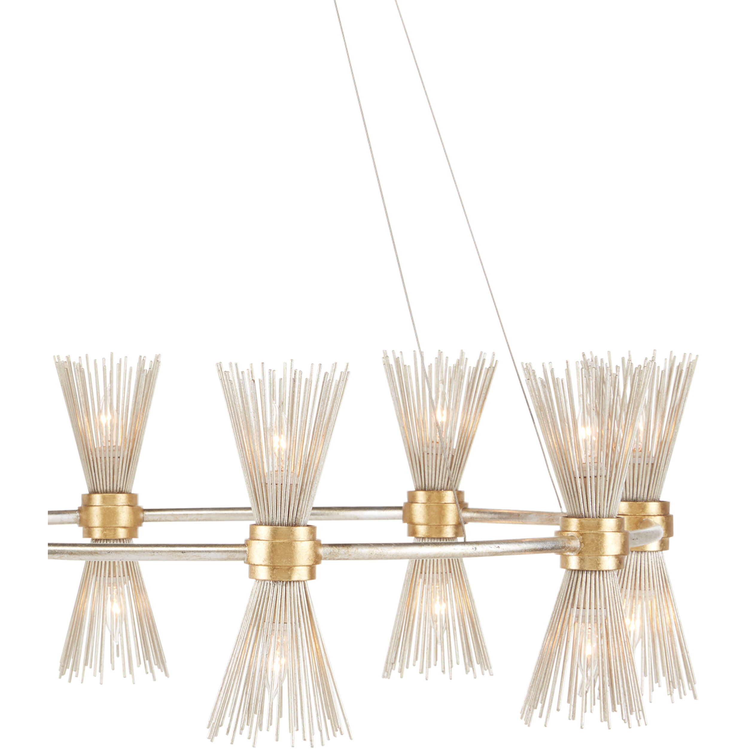 Novatude 16 Light 33.75 inch Contemporary Gold Leaf/Contemporary Silver Leaf Chandelier Ceiling Light
