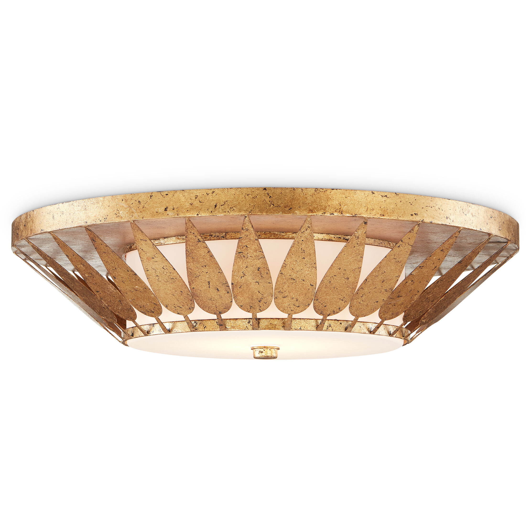 Floris 1 Light 22 inch New Gold Leaf/Milky Glass Flush Mount Ceiling Light