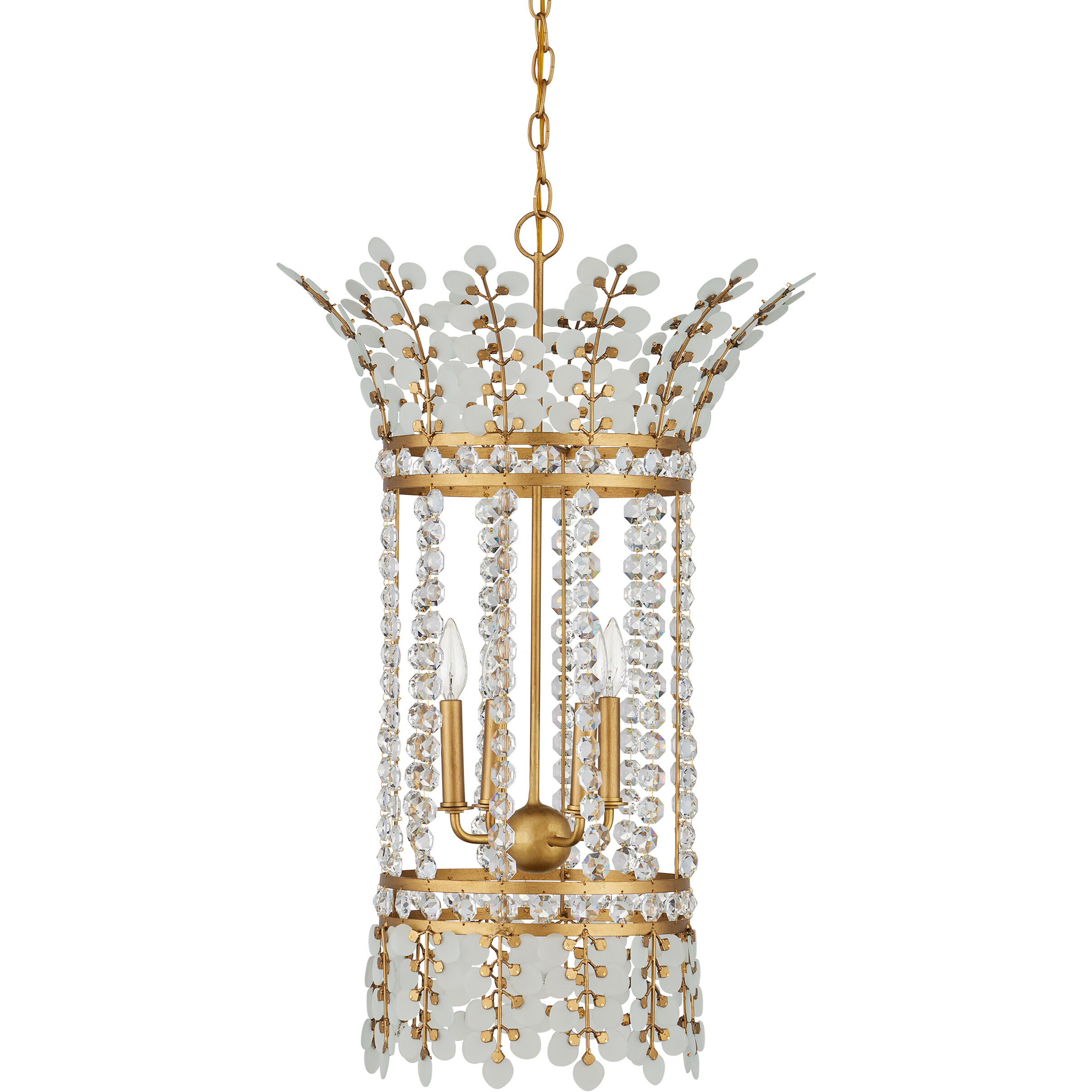 Bradshaw 4 Light 20 inch Frosted/Clear/Brass Lantern Pendant Ceiling Light
