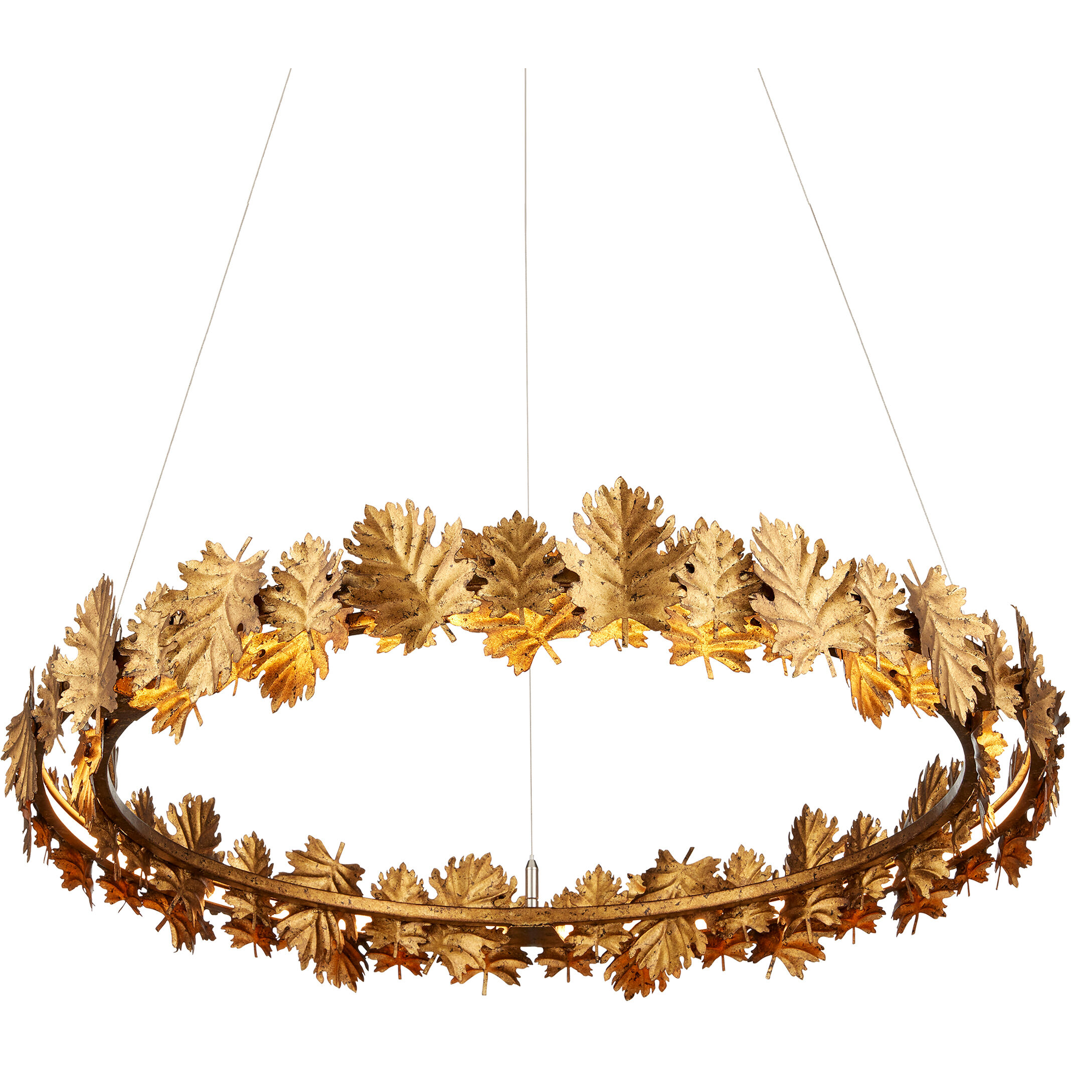 English Oak 1 Light 32.5 inch Gold Leaf Chandelier Ceiling Light