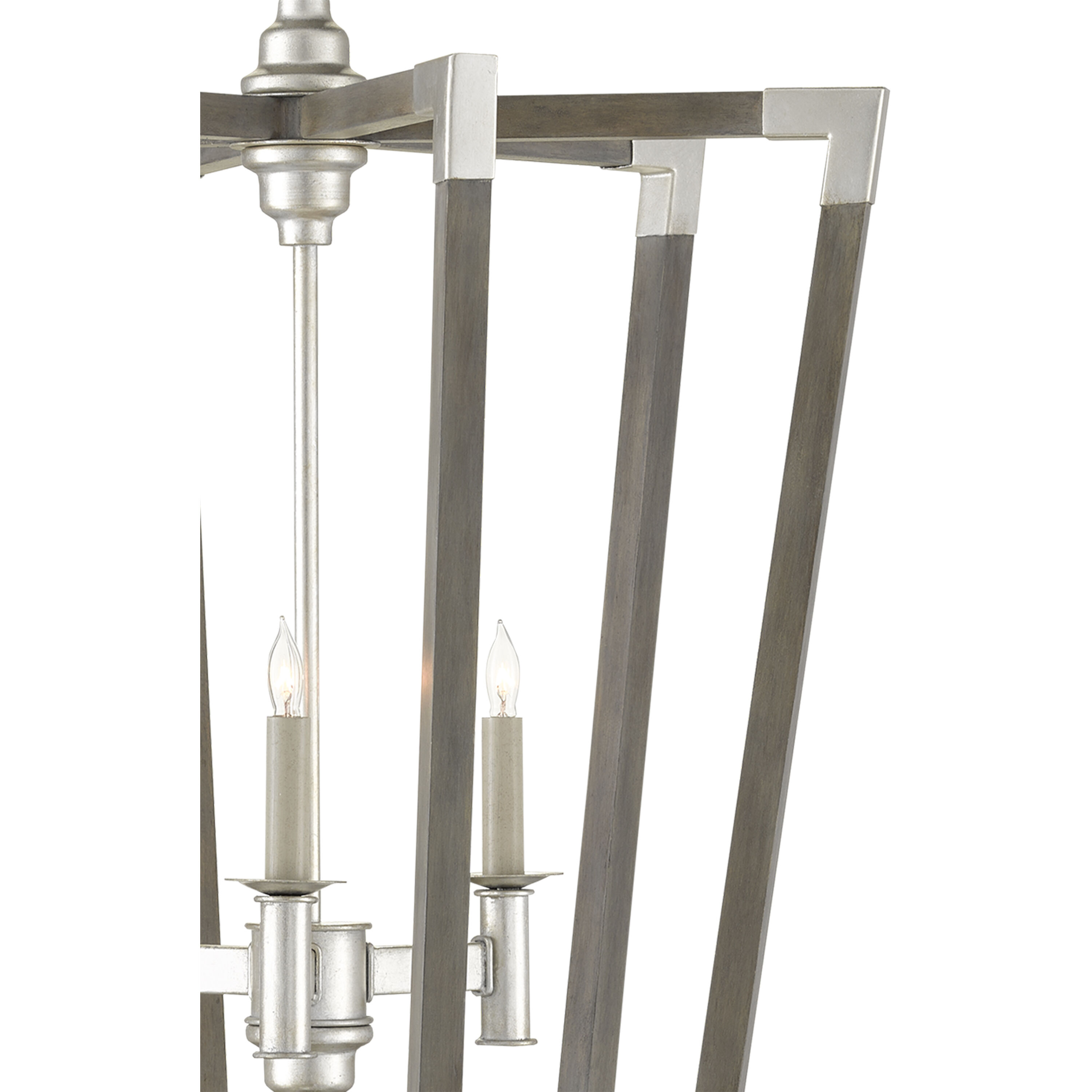 Bastian 3 Light 23.5 inch Chateau Gray/Contemporary Silver Leaf Chandelier Ceiling Light, Small