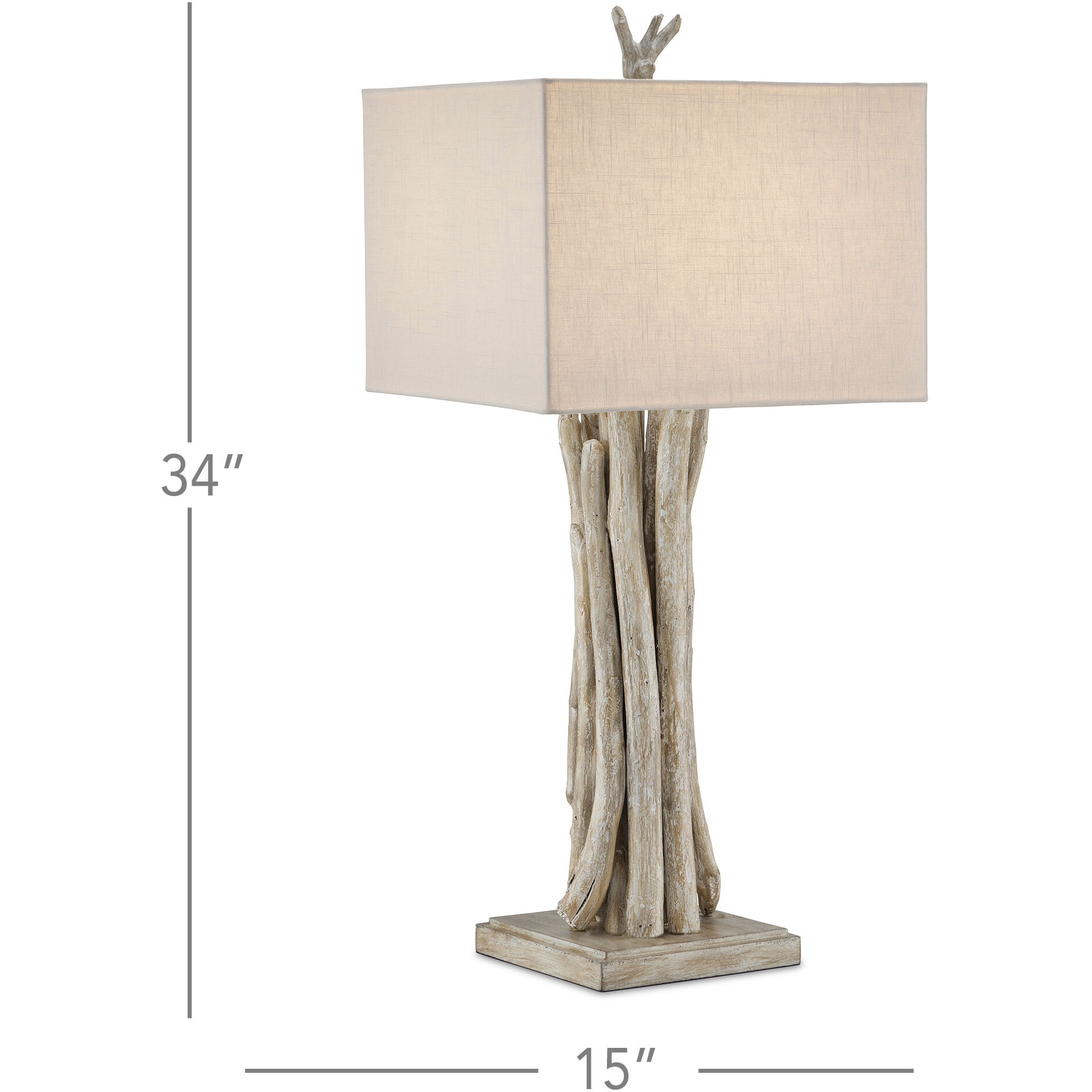 Driftwood 34 inch 150 watt Whitewashed Driftwood Table Lamp Portable Light