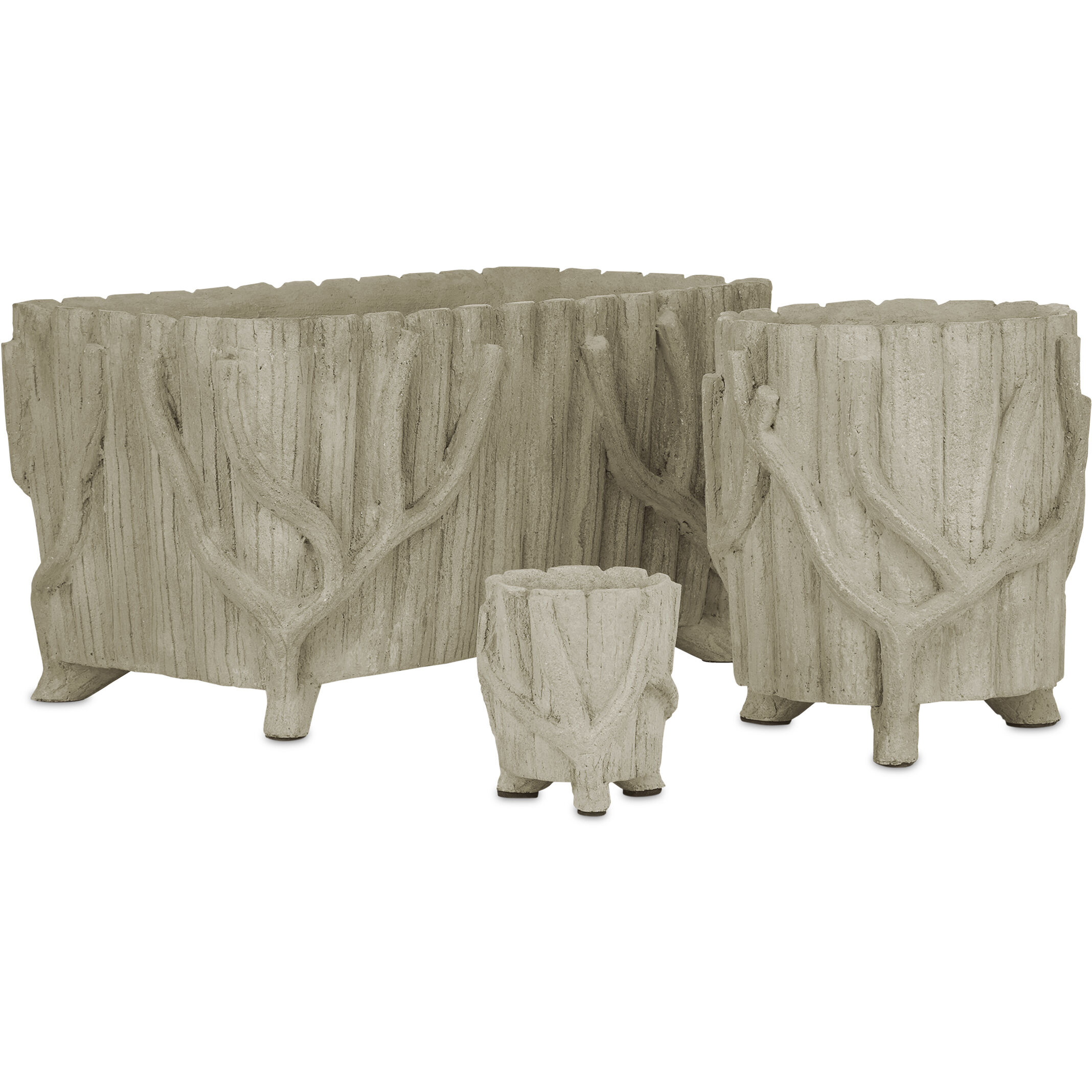 Faux Bois Portland and Faux Bois Planter, Medium