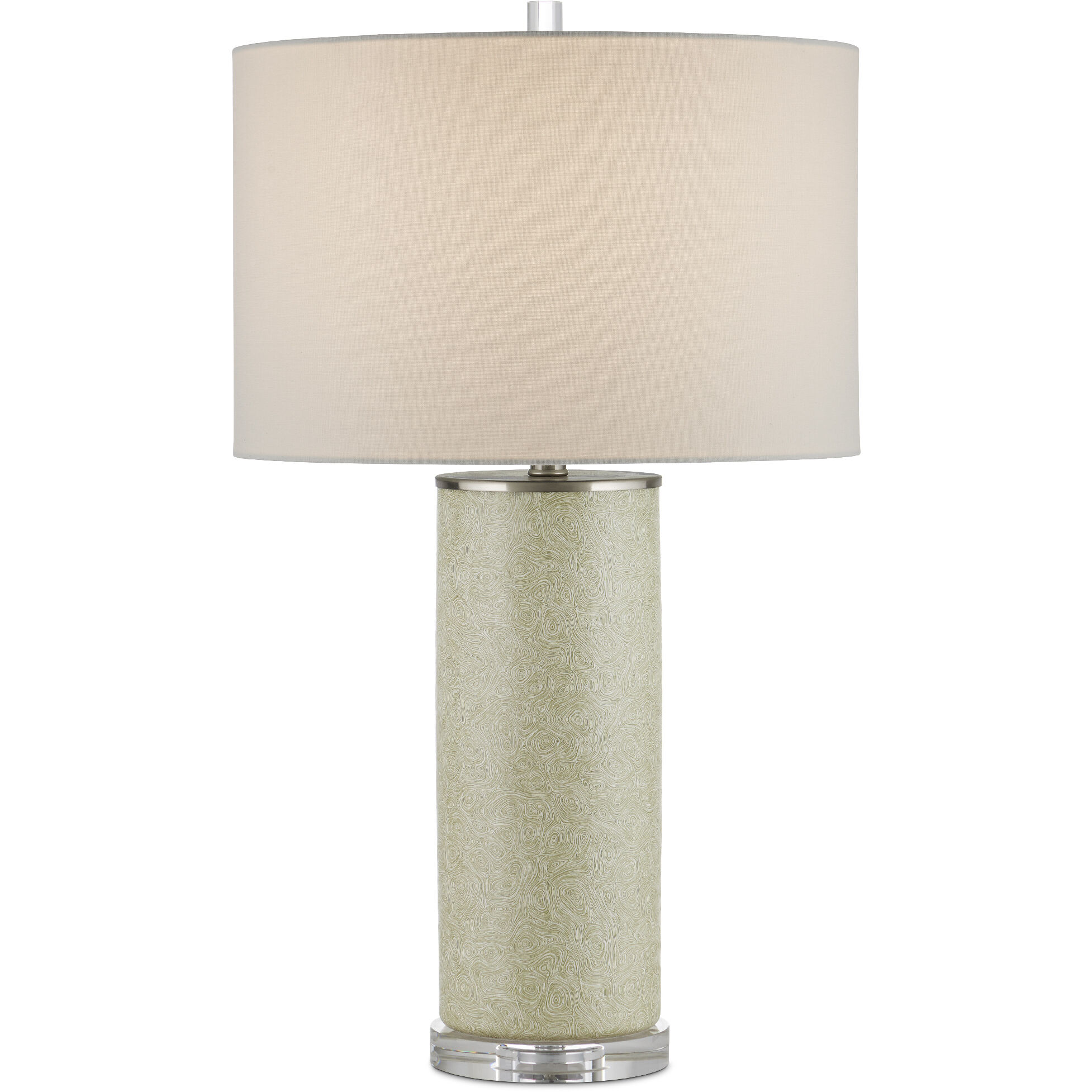 Verdure 29 inch 150 watt Green/Off-White/Clear/Satin Nickel Table Lamp Portable Light