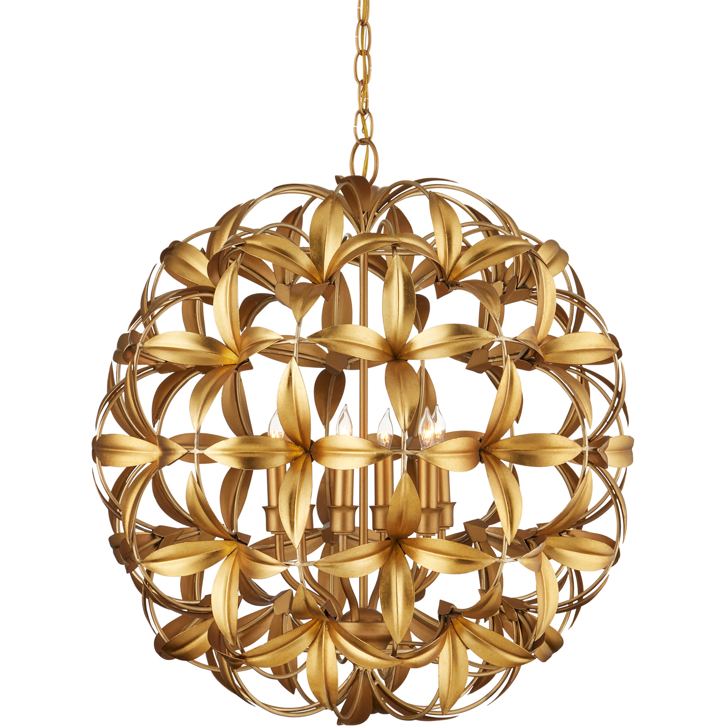 Helenium 6 Light 24 inch Contemporary Gold Leaf/Contemporary Gold Orb Chandelier Ceiling Light